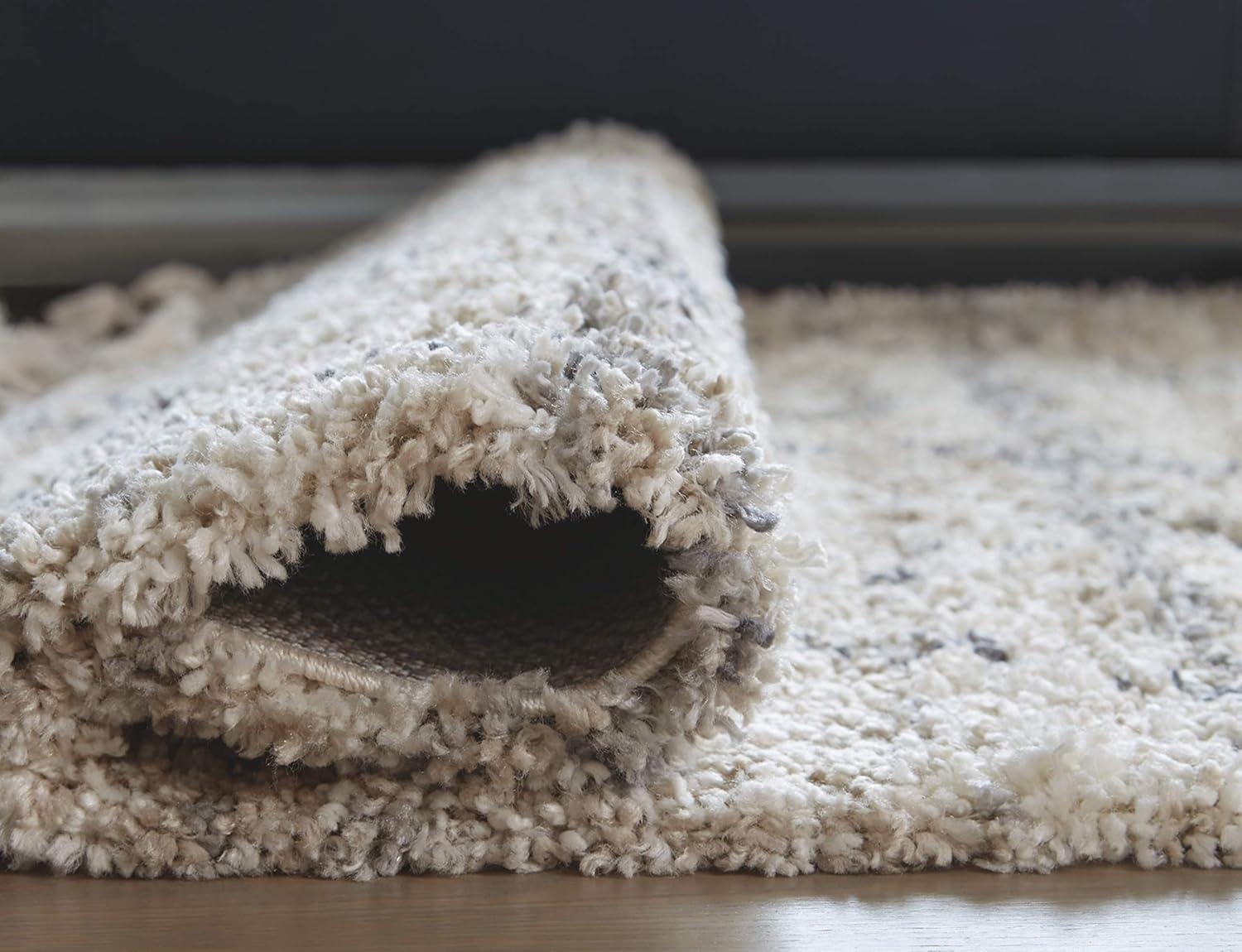 imageSignature Design by Ashley Abdalah Transitional 5 x 7 40mm Pile Rug with Marbled Effect ampamp Variegated Gate Pattern Beige ampamp Gray5 x 7 Rectangular