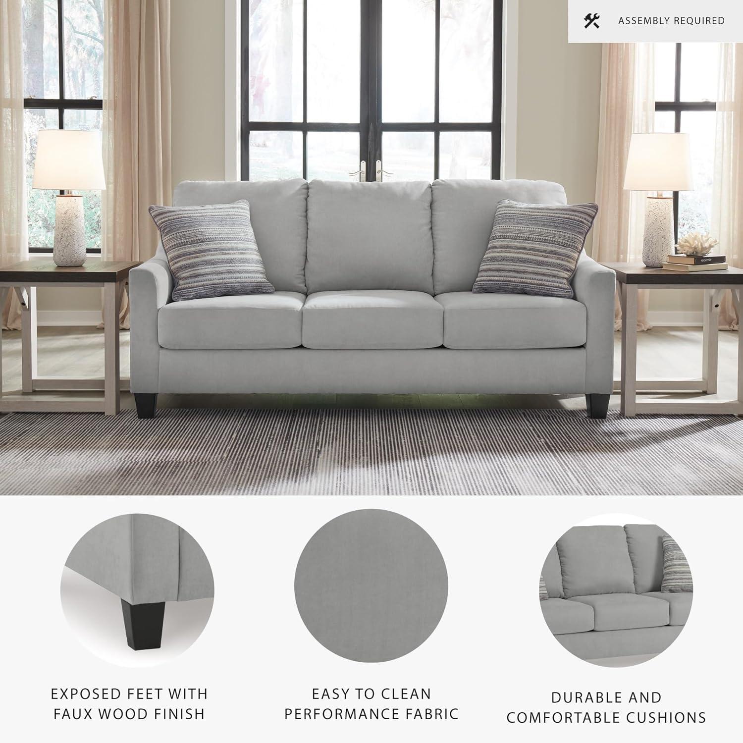 imageSignature Design by Ashley Adlai Casual 2in1 Queen Sofa Sleeper with Folding Memory Foam Mattress and 2 Toss Pillows Light GraySleeper