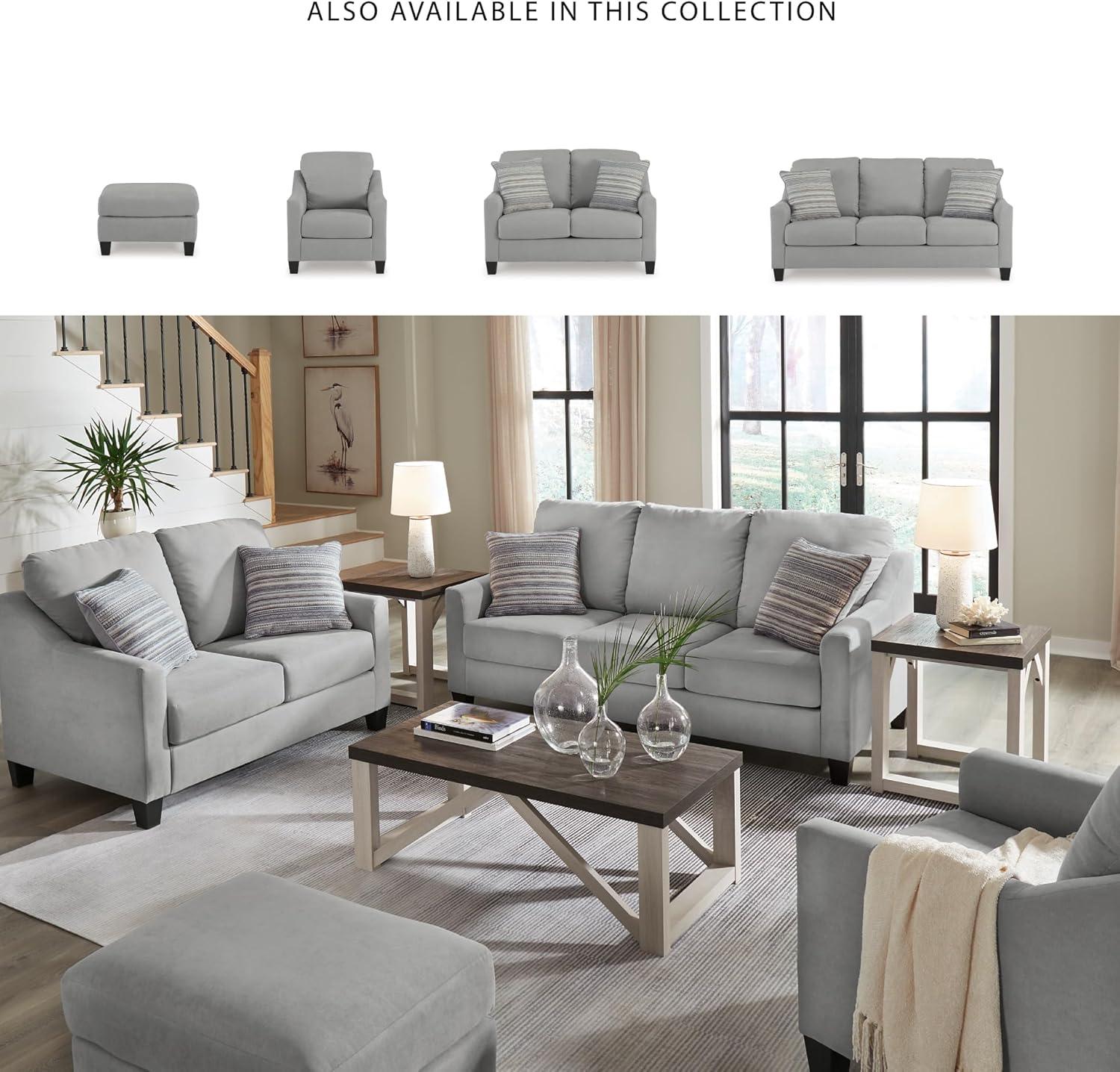 imageSignature Design by Ashley Adlai Casual 2in1 Queen Sofa Sleeper with Folding Memory Foam Mattress and 2 Toss Pillows Light GraySleeper