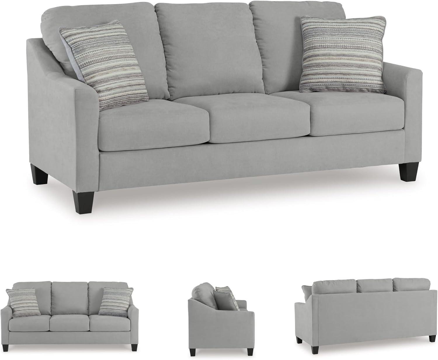 imageSignature Design by Ashley Adlai Casual 2in1 Queen Sofa Sleeper with Folding Memory Foam Mattress and 2 Toss Pillows Light GraySleeper