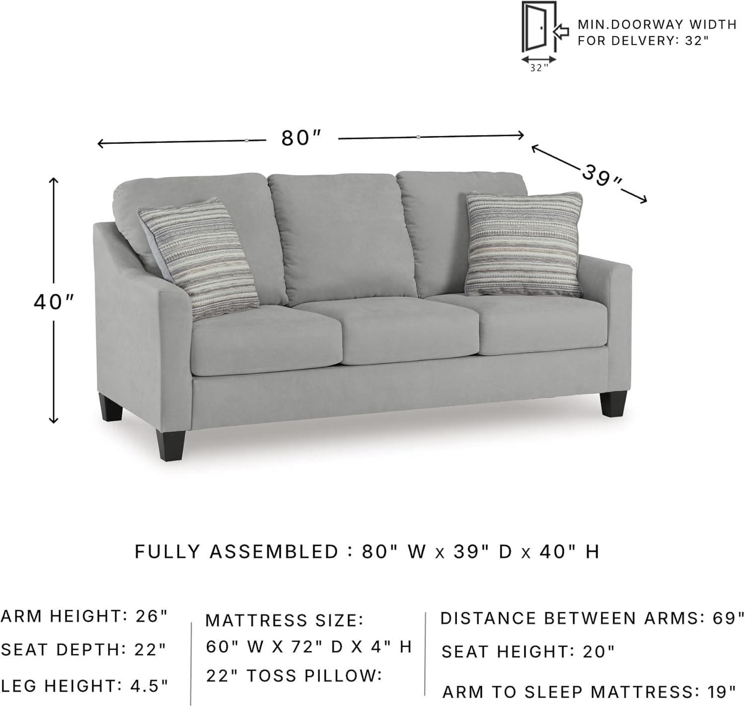 imageSignature Design by Ashley Adlai Casual 2in1 Queen Sofa Sleeper with Folding Memory Foam Mattress and 2 Toss Pillows Light GraySleeper