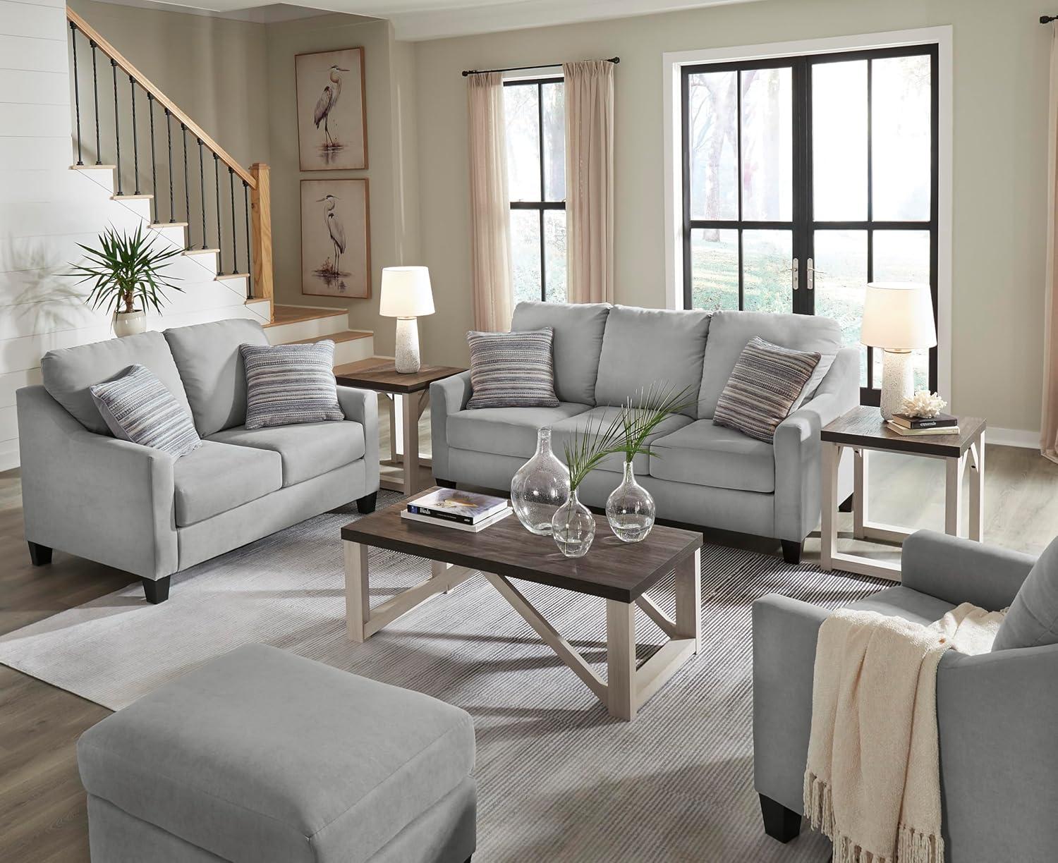 imageSignature Design by Ashley Adlai Casual 2in1 Queen Sofa Sleeper with Folding Memory Foam Mattress and 2 Toss Pillows Light GraySofa