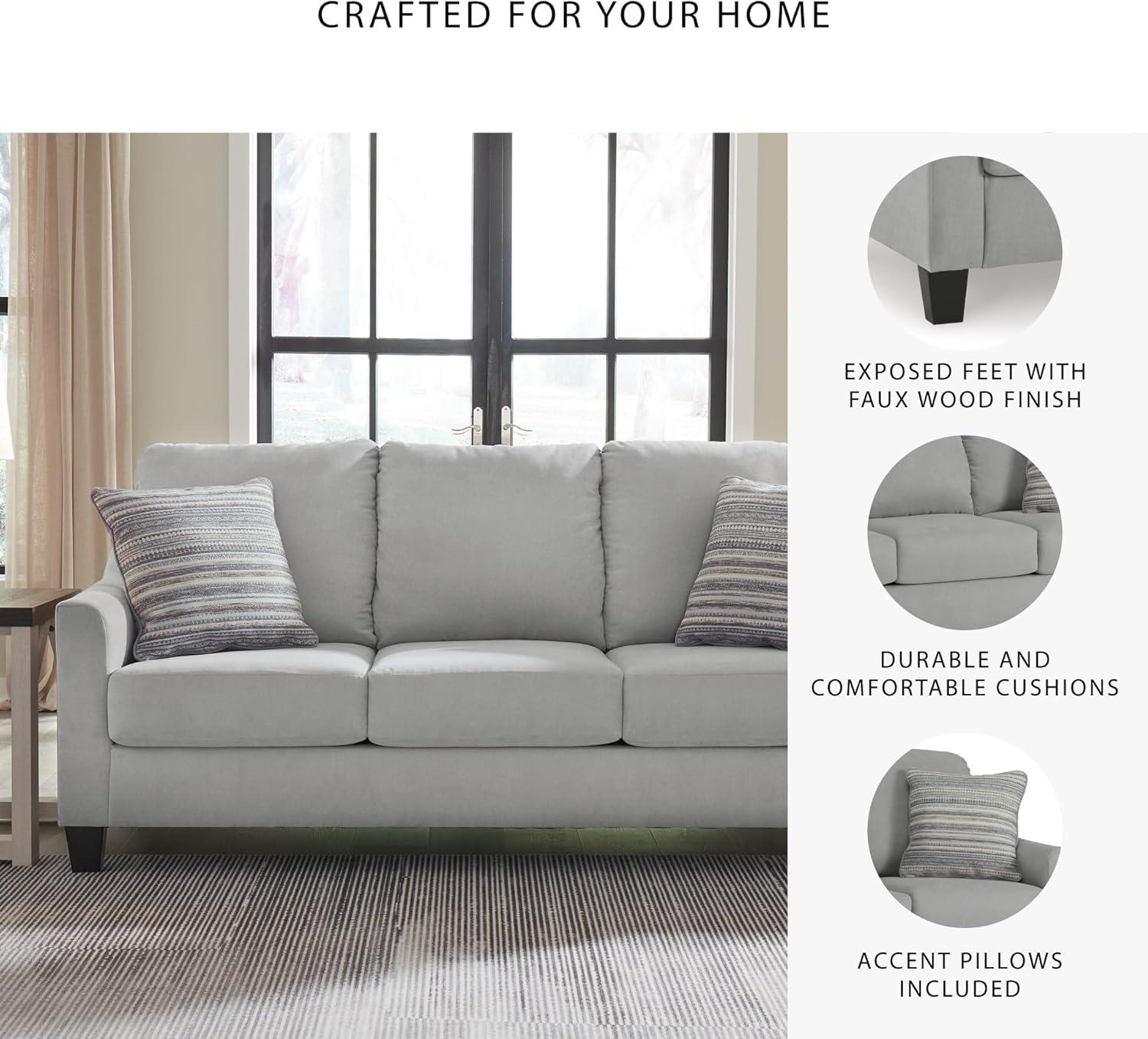 imageSignature Design by Ashley Adlai Casual 2in1 Queen Sofa Sleeper with Folding Memory Foam Mattress and 2 Toss Pillows Light GraySofa