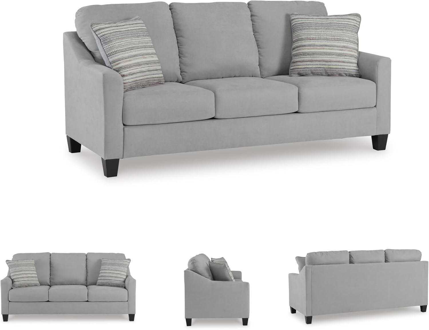 imageSignature Design by Ashley Adlai Casual 2in1 Queen Sofa Sleeper with Folding Memory Foam Mattress and 2 Toss Pillows Light GraySofa