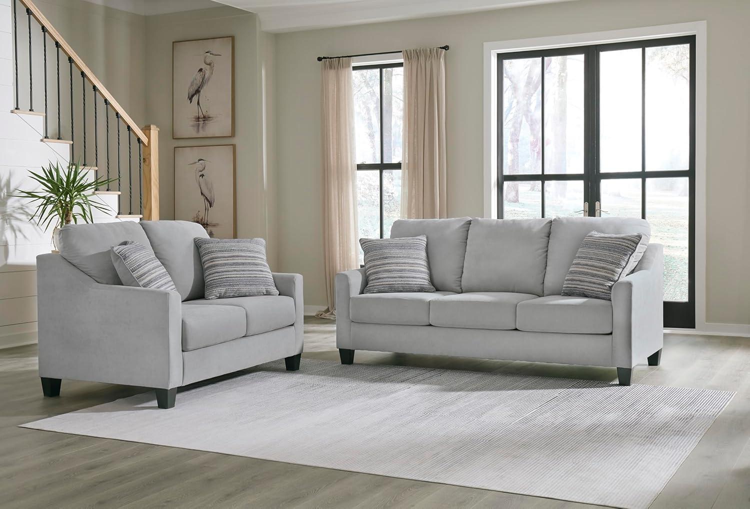 imageSignature Design by Ashley Adlai Casual 2in1 Queen Sofa Sleeper with Folding Memory Foam Mattress and 2 Toss Pillows Light GraySofa