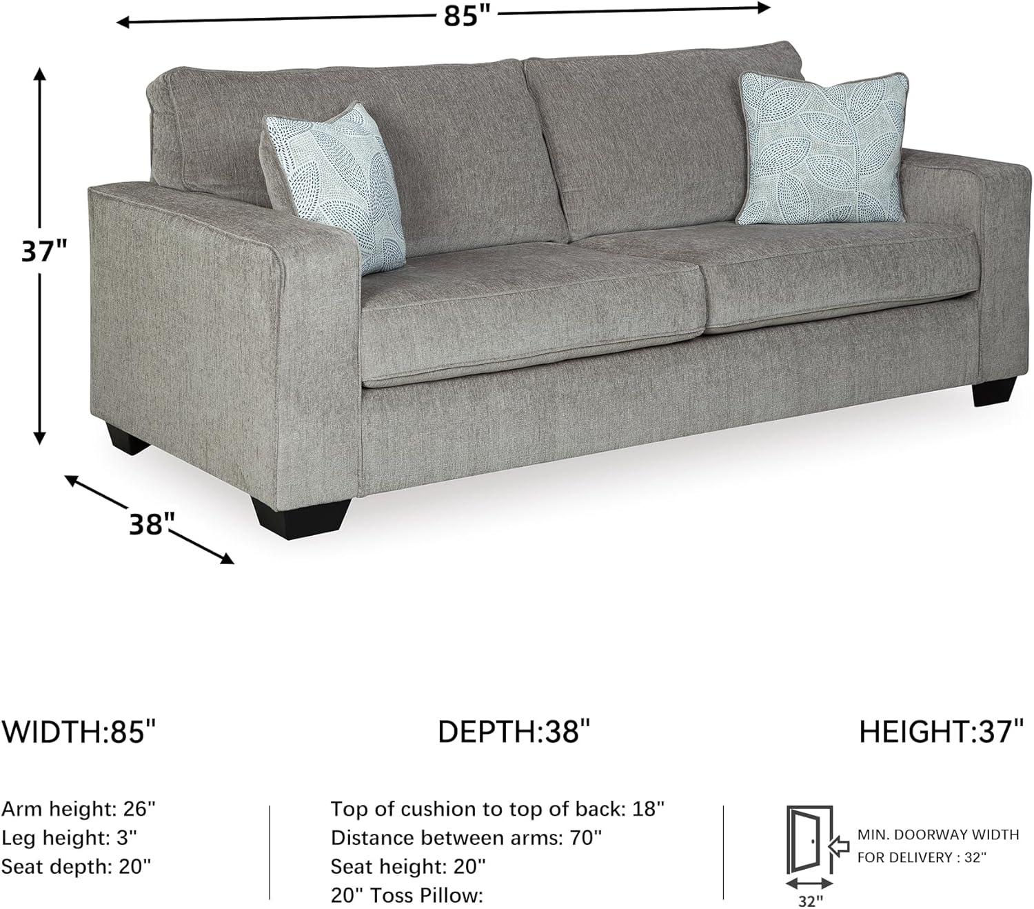 imageSignature Design by Ashley Altari Modern Queen Sofa Sleeper with 2 Accent Pillows Light GrayGrey