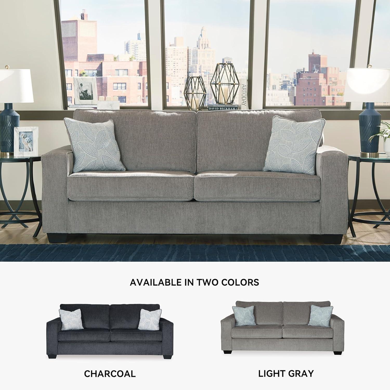 imageSignature Design by Ashley Altari Modern Queen Sofa Sleeper with 2 Accent Pillows Light GrayGrey