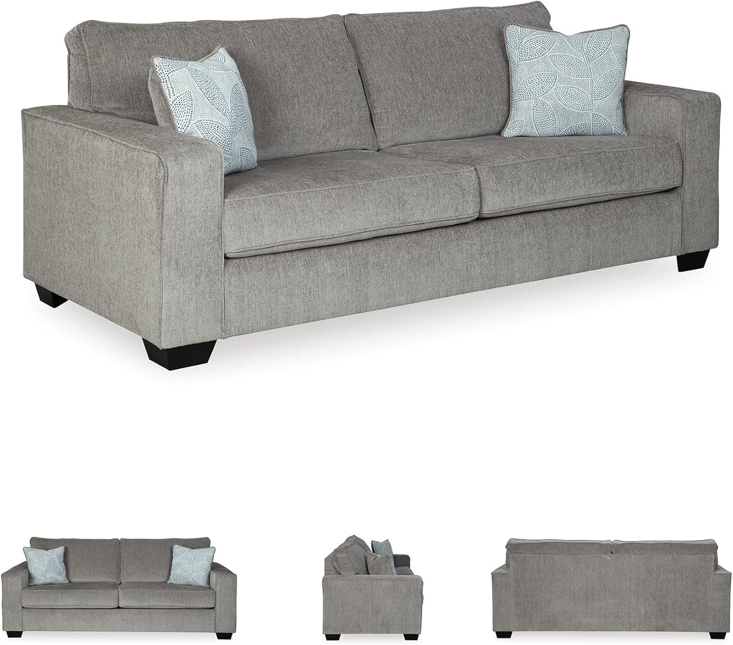 imageSignature Design by Ashley Altari Modern Queen Sofa Sleeper with 2 Accent Pillows Light GrayGrey
