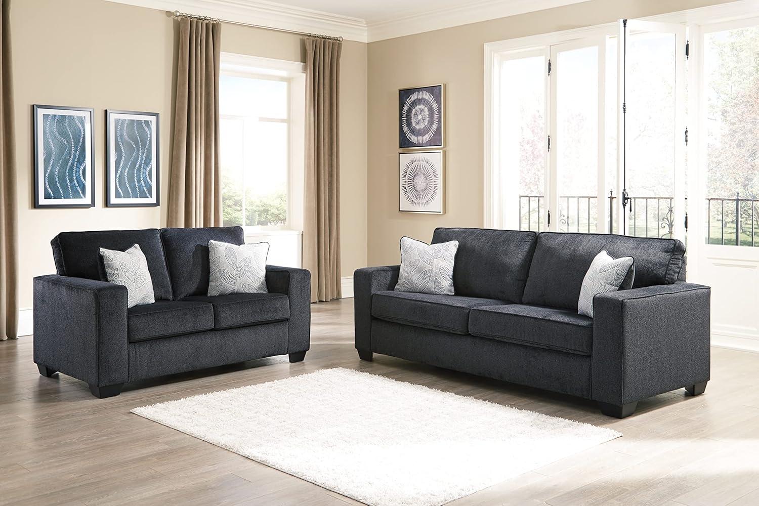 imageSignature Design by Ashley Altari Modern Queen Sofa Sleeper with 2 Accent Pillows Light GraySlate Gray