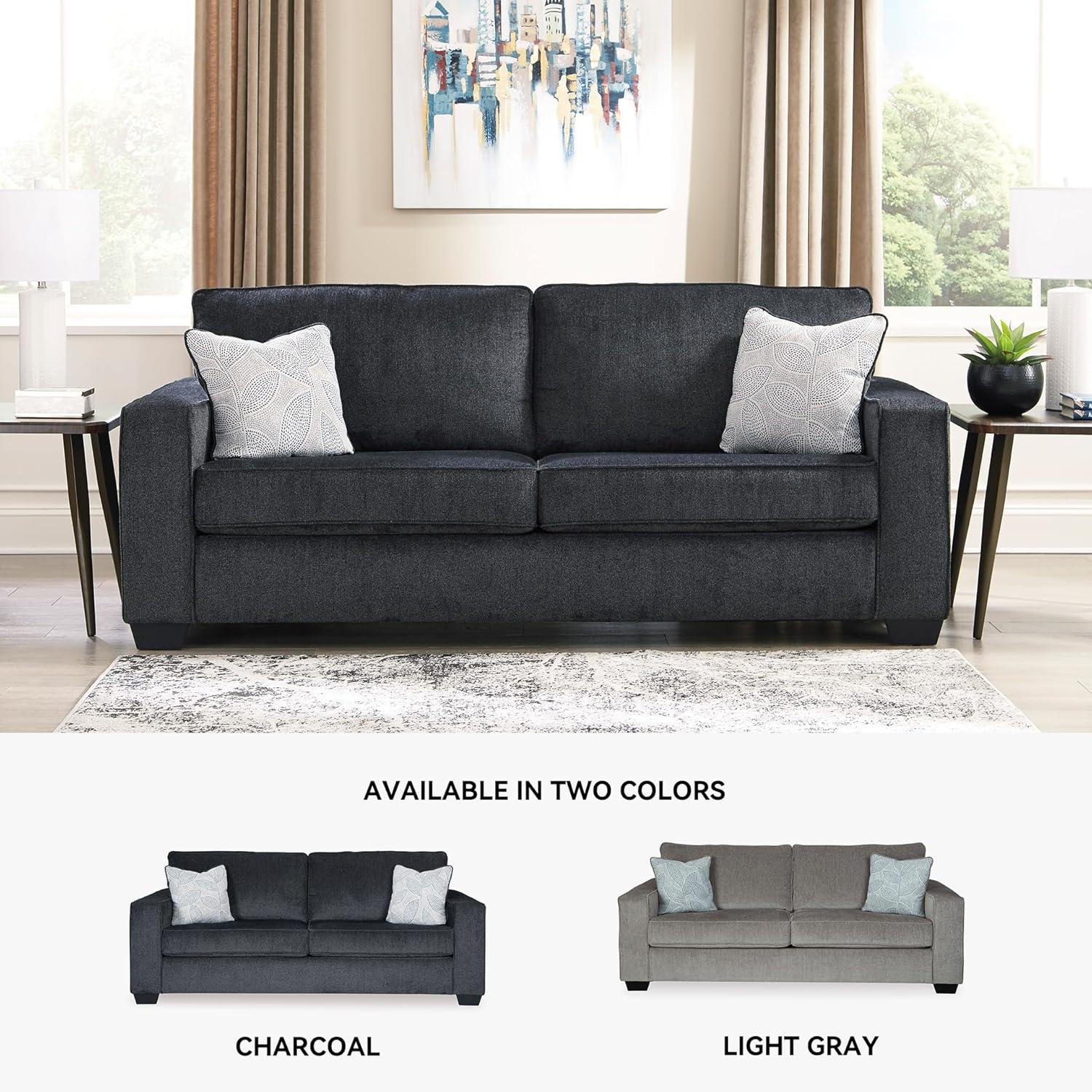 imageSignature Design by Ashley Altari Modern Queen Sofa Sleeper with 2 Accent Pillows Light GraySlate Gray