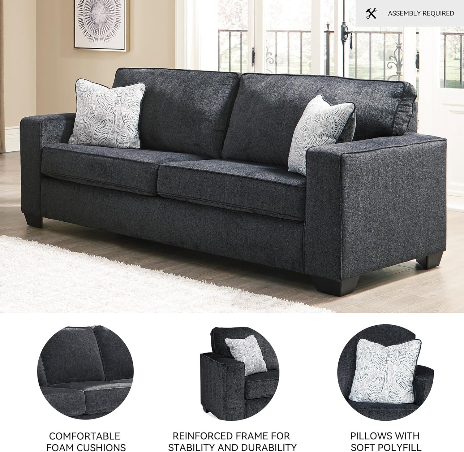 imageSignature Design by Ashley Altari Modern Queen Sofa Sleeper with 2 Accent Pillows Light GraySlate Gray