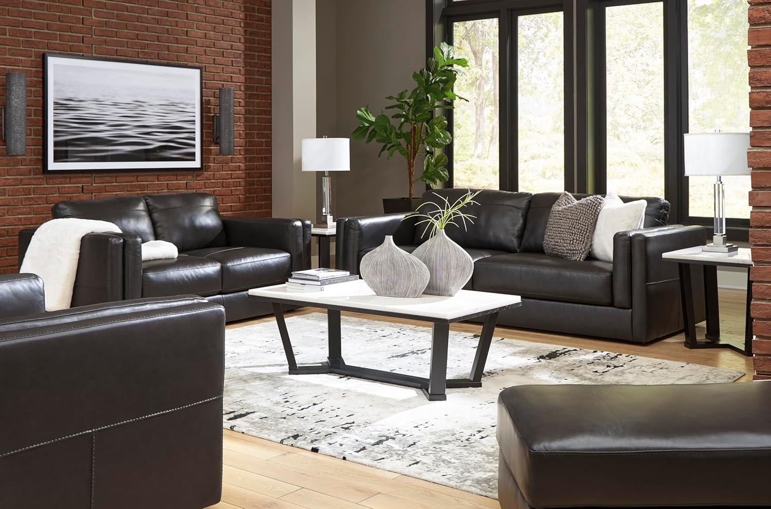 imageSignature Design by Ashley Amiata Modern Leather Match Upholstered Oversized Chair BlackBlack