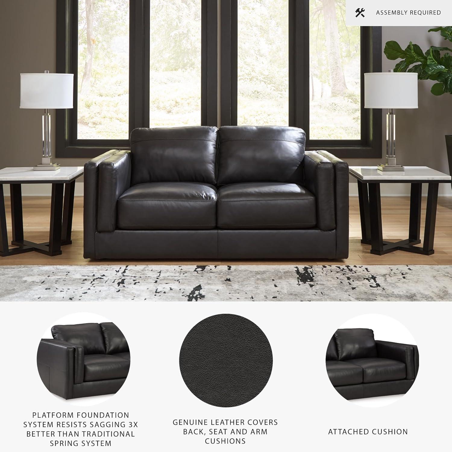 imageSignature Design by Ashley Amiata Modern Leather Match Upholstered Oversized Chair BlackBlack