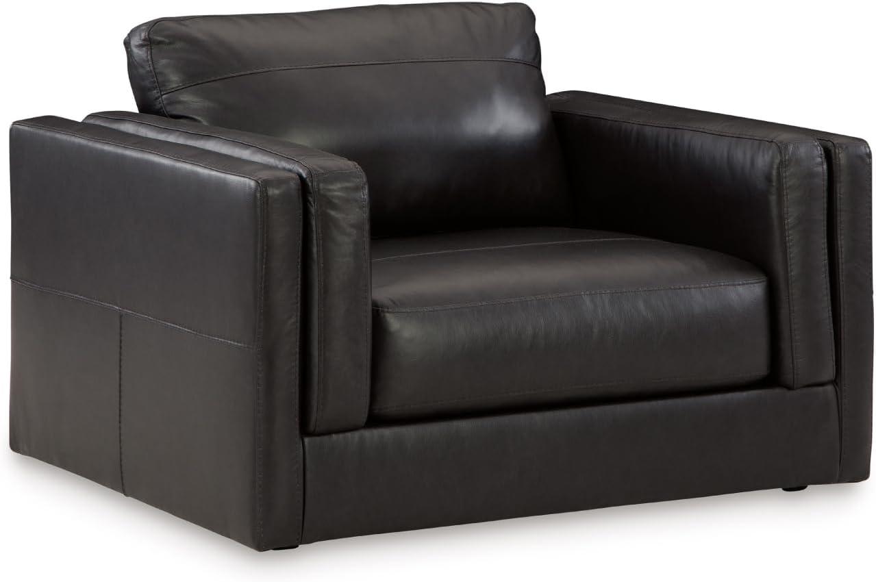 imageSignature Design by Ashley Amiata Modern Leather Match Upholstered Oversized Chair BlackBlack