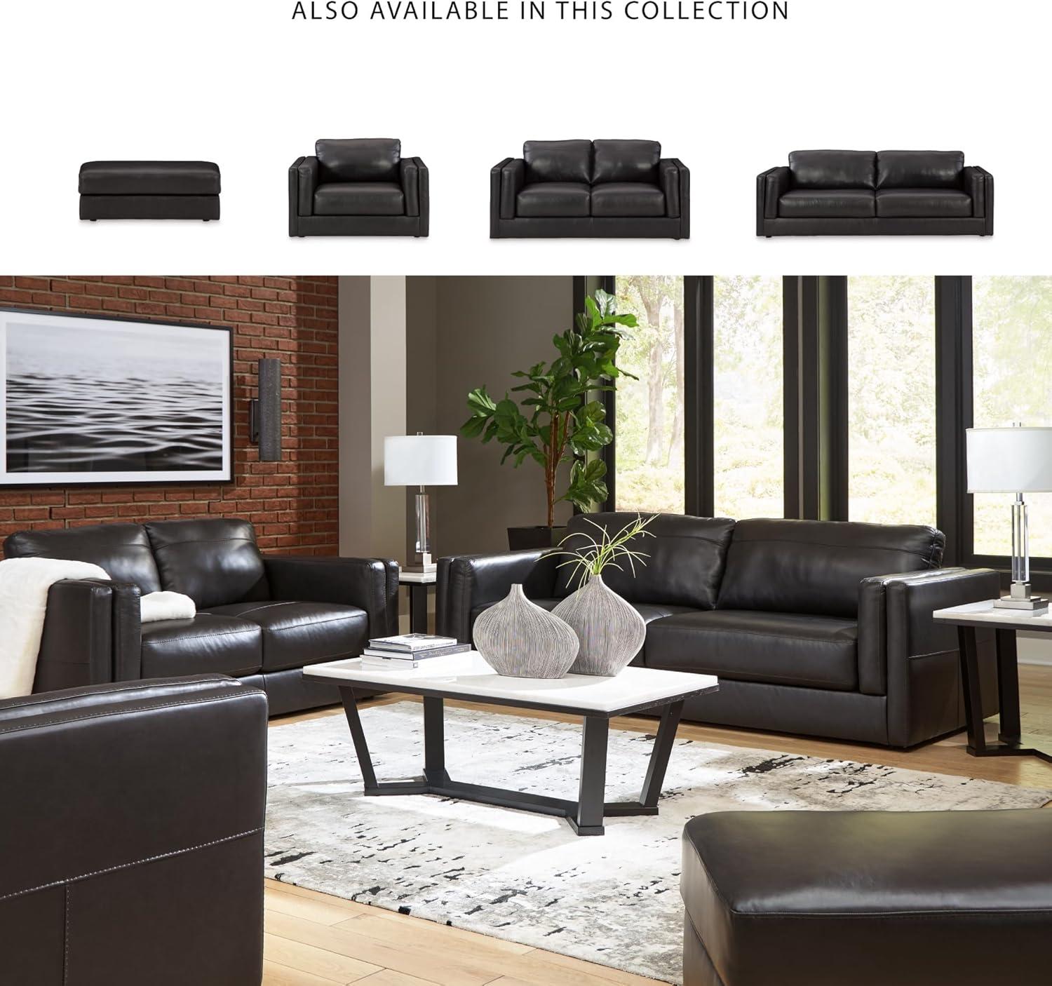 imageSignature Design by Ashley Amiata Modern Leather Match Upholstered Oversized Chair BlackBlack