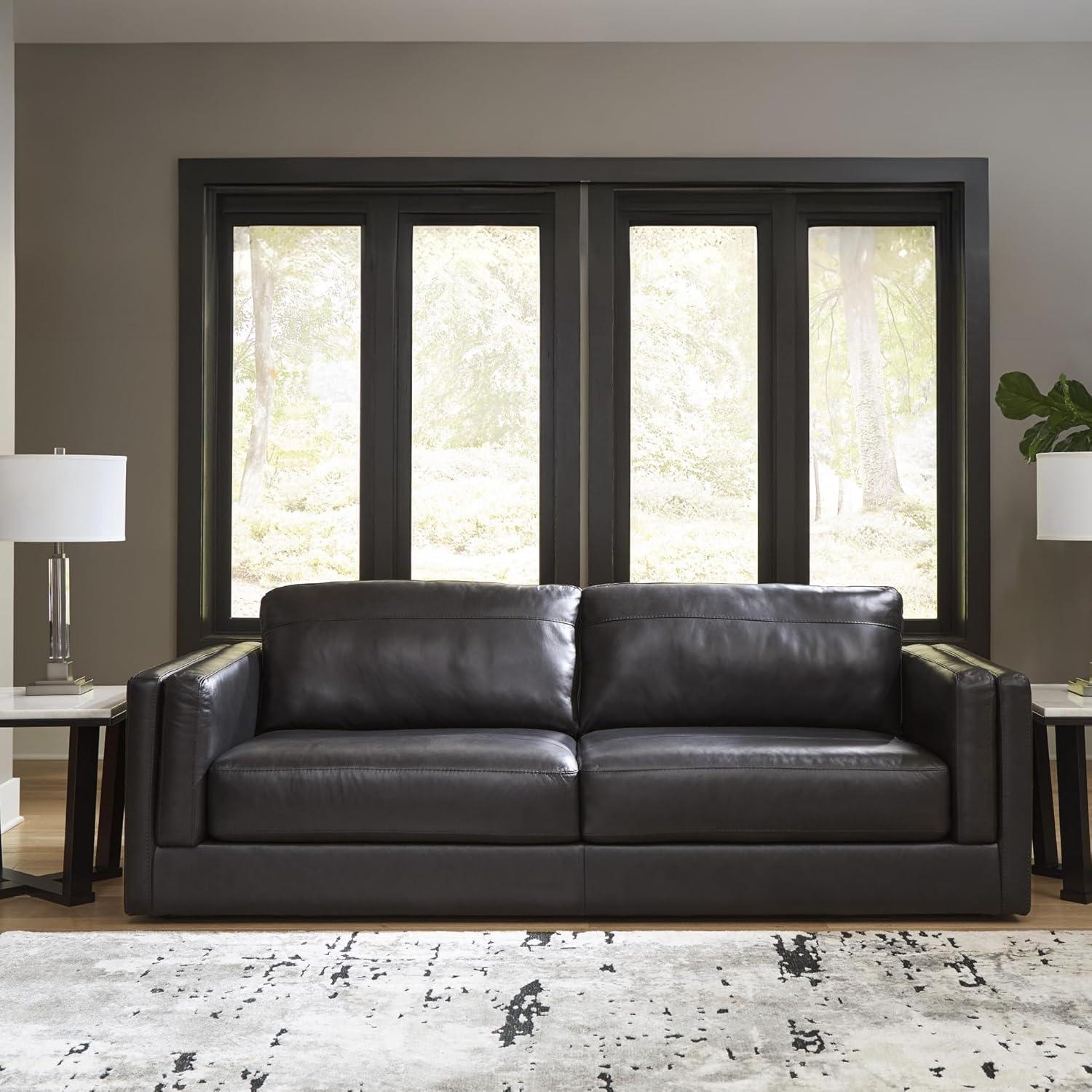 imageSignature Design by Ashley Amiata Modern Leather Match Upholstered Oversized Chair BlackBlack