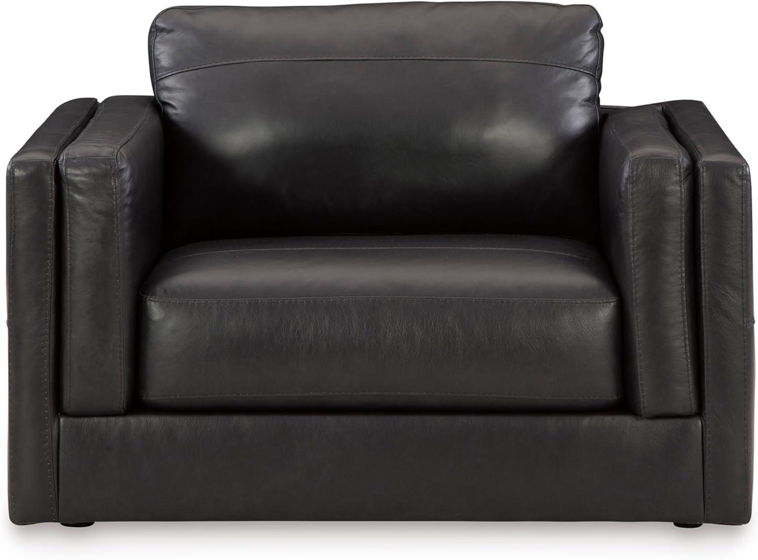 imageSignature Design by Ashley Amiata Modern Leather Match Upholstered Oversized Chair BlackBlack