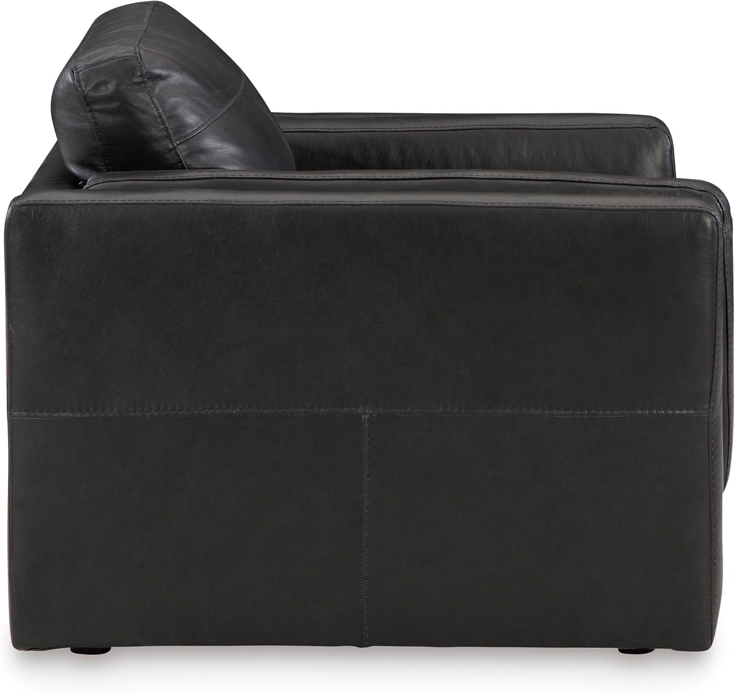 imageSignature Design by Ashley Amiata Modern Leather Match Upholstered Oversized Chair BlackBlack