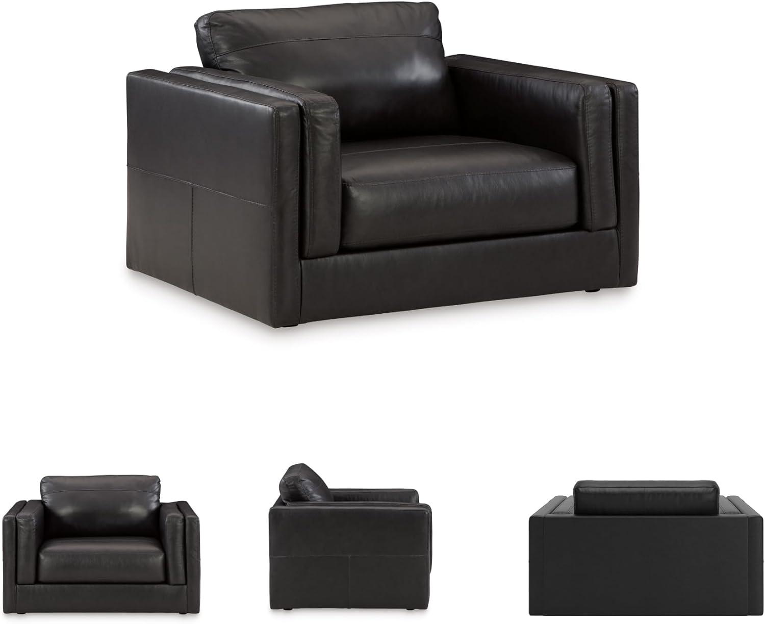 imageSignature Design by Ashley Amiata Modern Leather Match Upholstered Oversized Chair BlackBlack