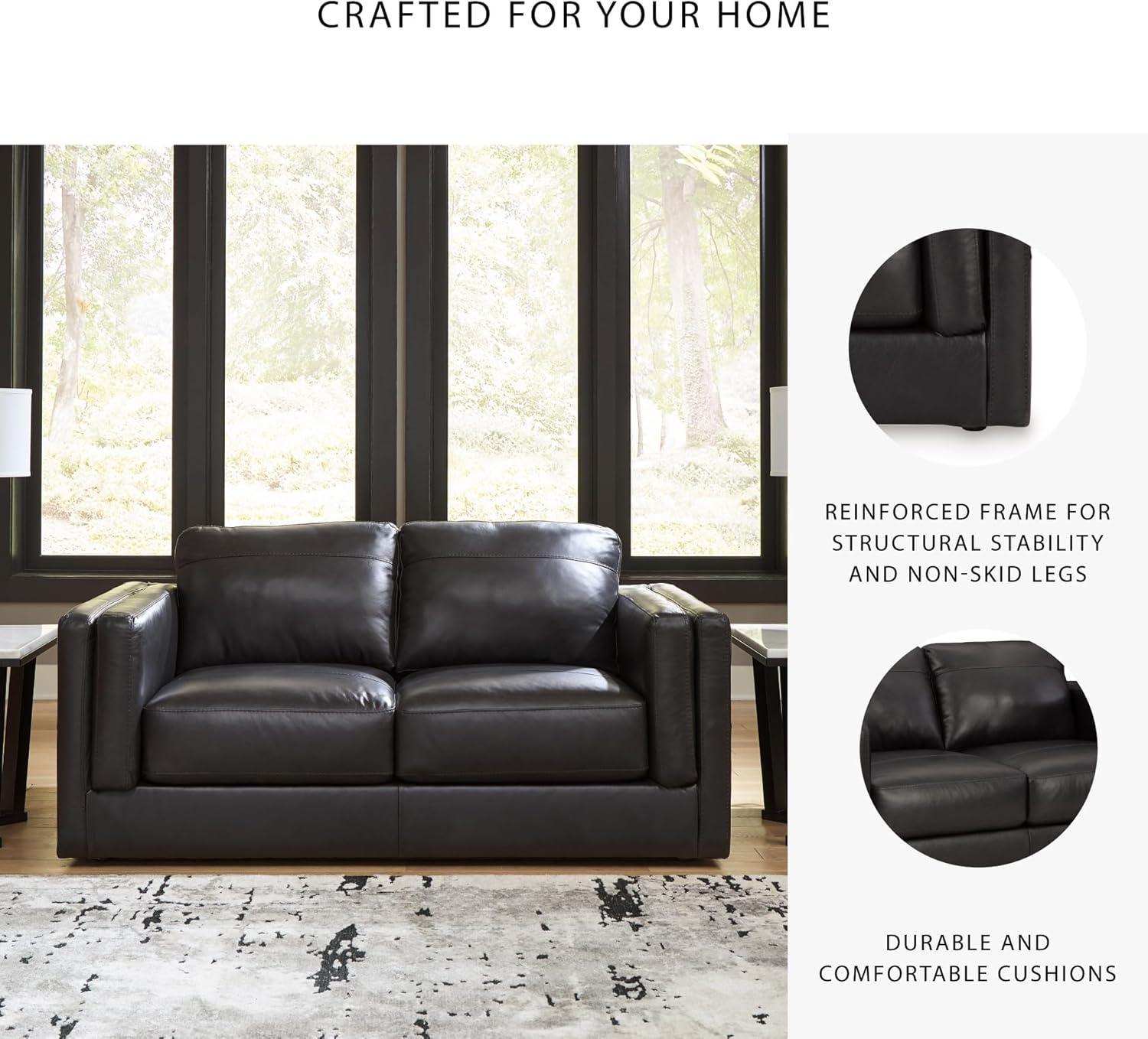 imageSignature Design by Ashley Amiata Modern Leather Match Upholstered Oversized Chair BlackBlack