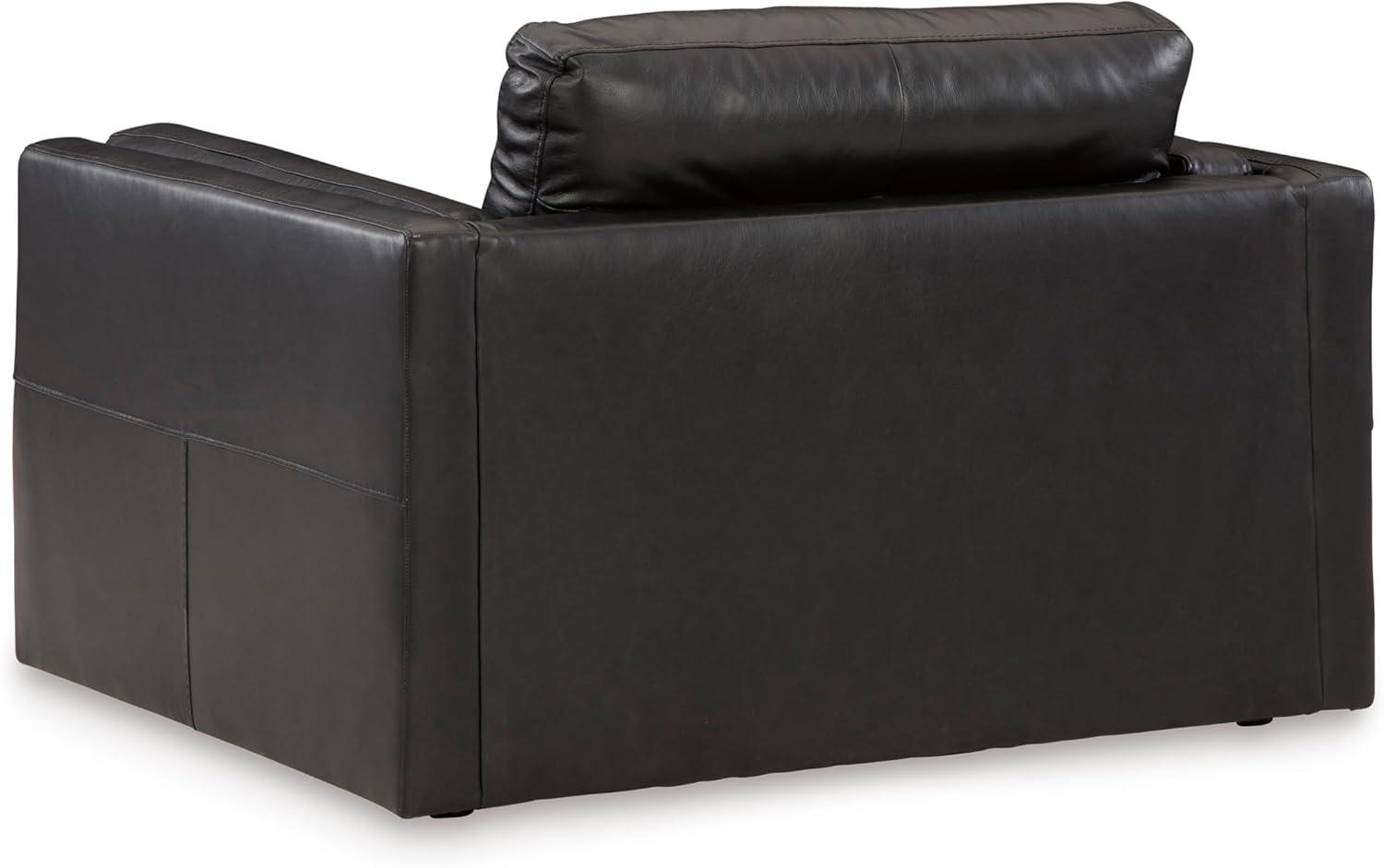 imageSignature Design by Ashley Amiata Modern Leather Match Upholstered Oversized Chair BlackBlack