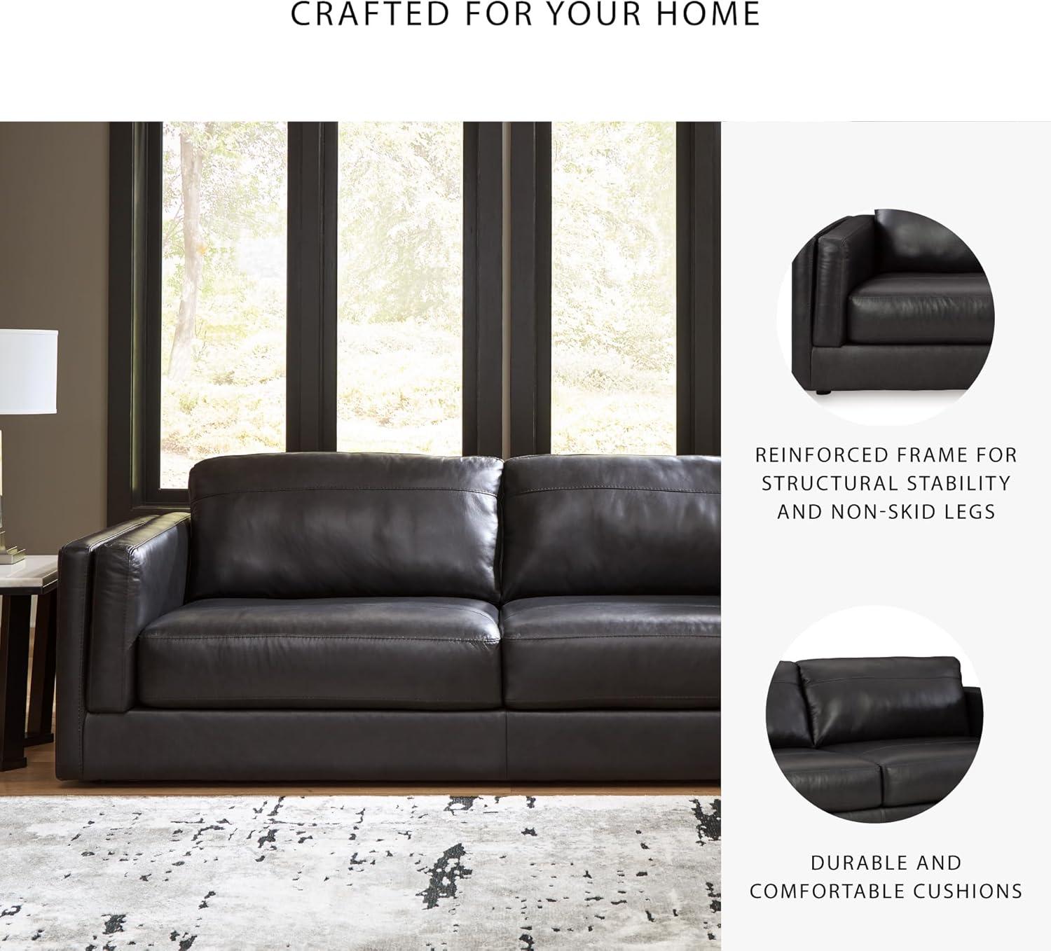 imageSignature Design by Ashley Amiata Modern Leather Match Upholstered Oversized Chair BlackBlack