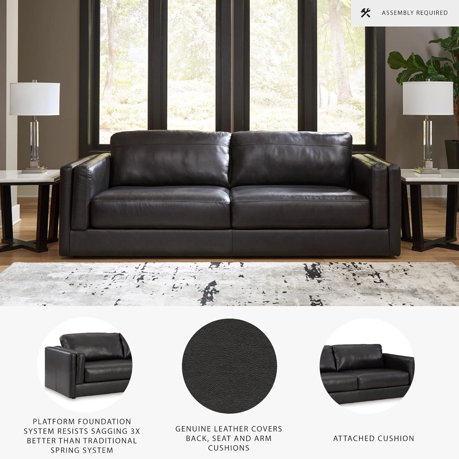 imageSignature Design by Ashley Amiata Modern Leather Match Upholstered Oversized Chair BlackBlack