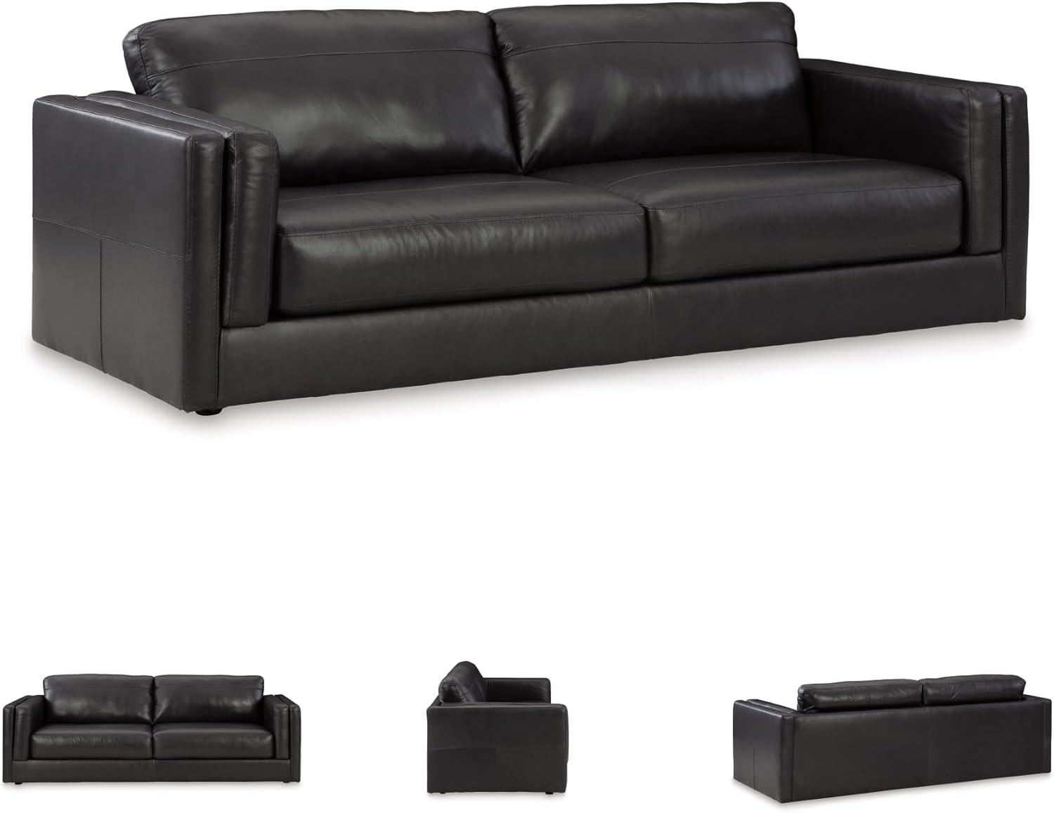 imageSignature Design by Ashley Amiata Modern Leather Match Upholstered Oversized Chair BlackBlack