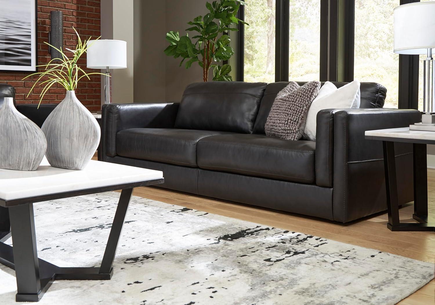 imageSignature Design by Ashley Amiata Modern Leather Match Upholstered Oversized Chair BlackBlack