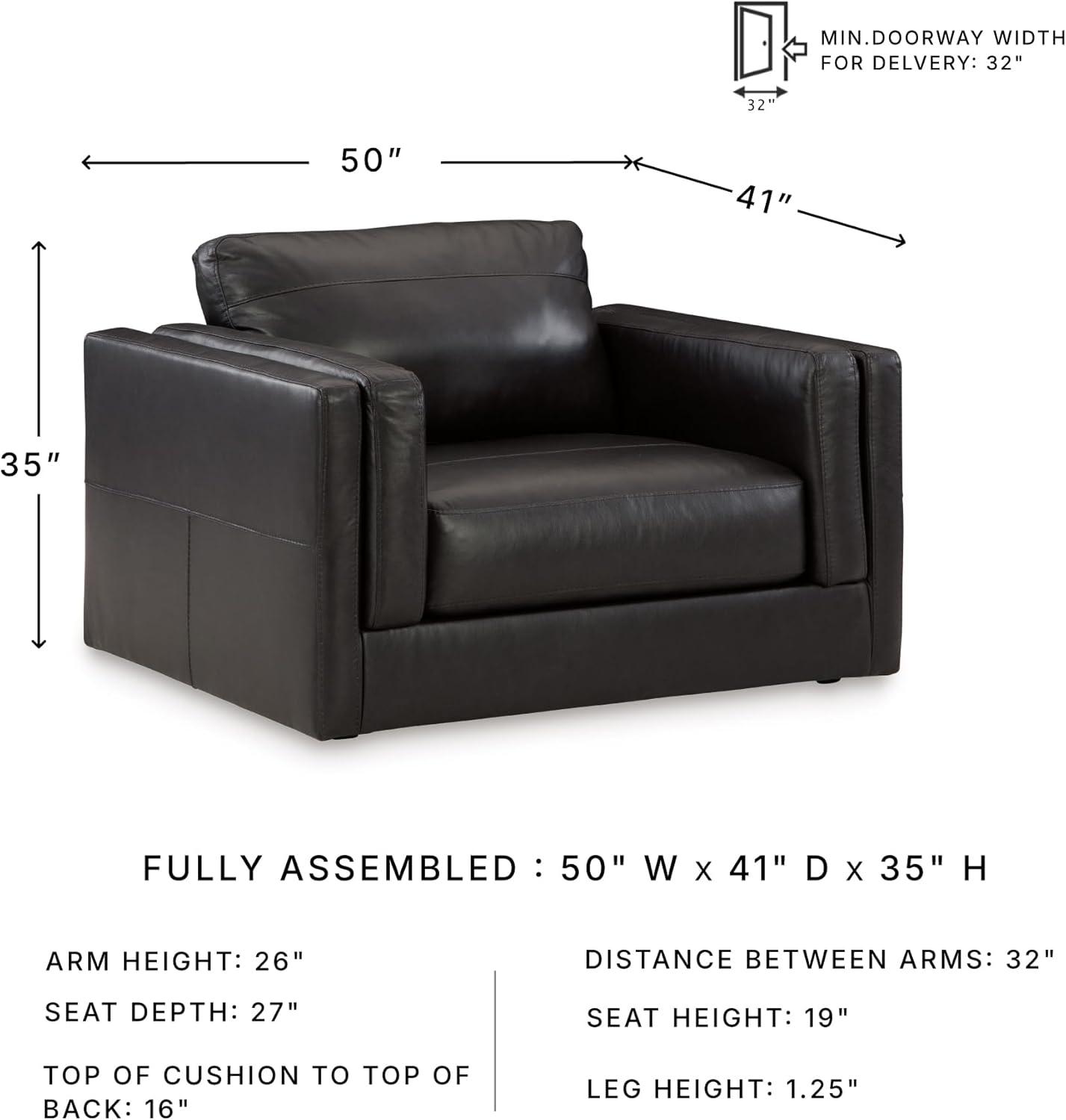 imageSignature Design by Ashley Amiata Modern Leather Match Upholstered Oversized Chair BlackBlack