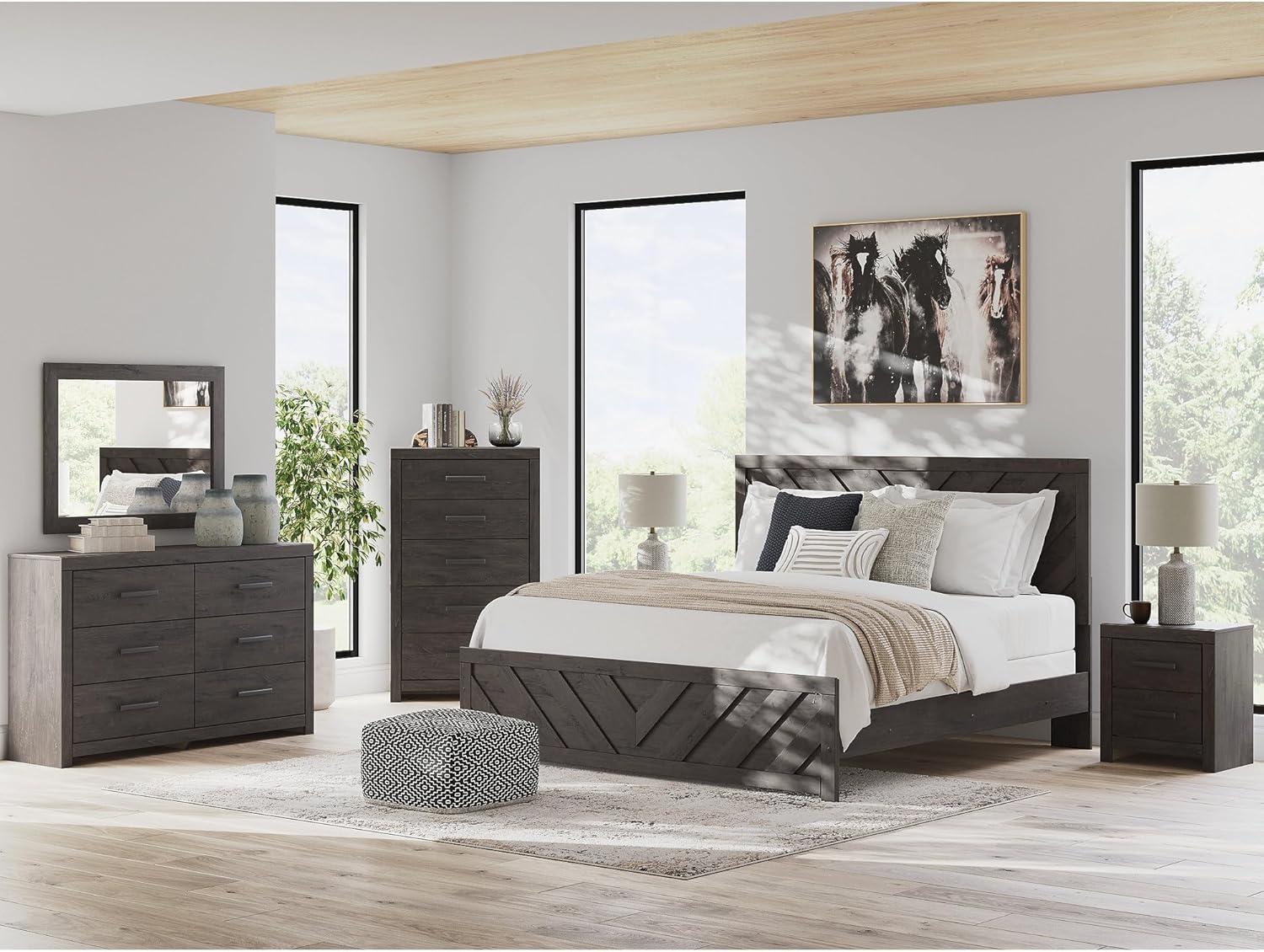 imageSignature Design by Ashley Arlendyne Traditional 5 Drawer Chest with Feltlined Top Drawer for Bedroom WhiteCharcoal