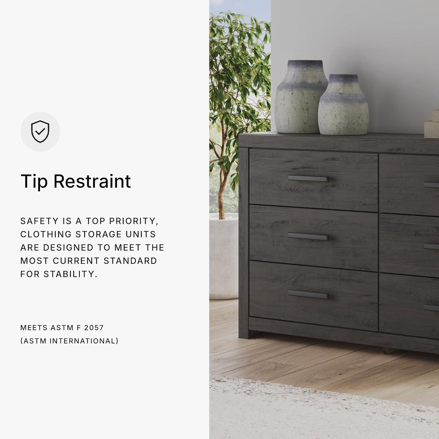 imageSignature Design by Ashley Arlendyne Traditional 5 Drawer Chest with Feltlined Top Drawer for Bedroom WhiteCharcoal