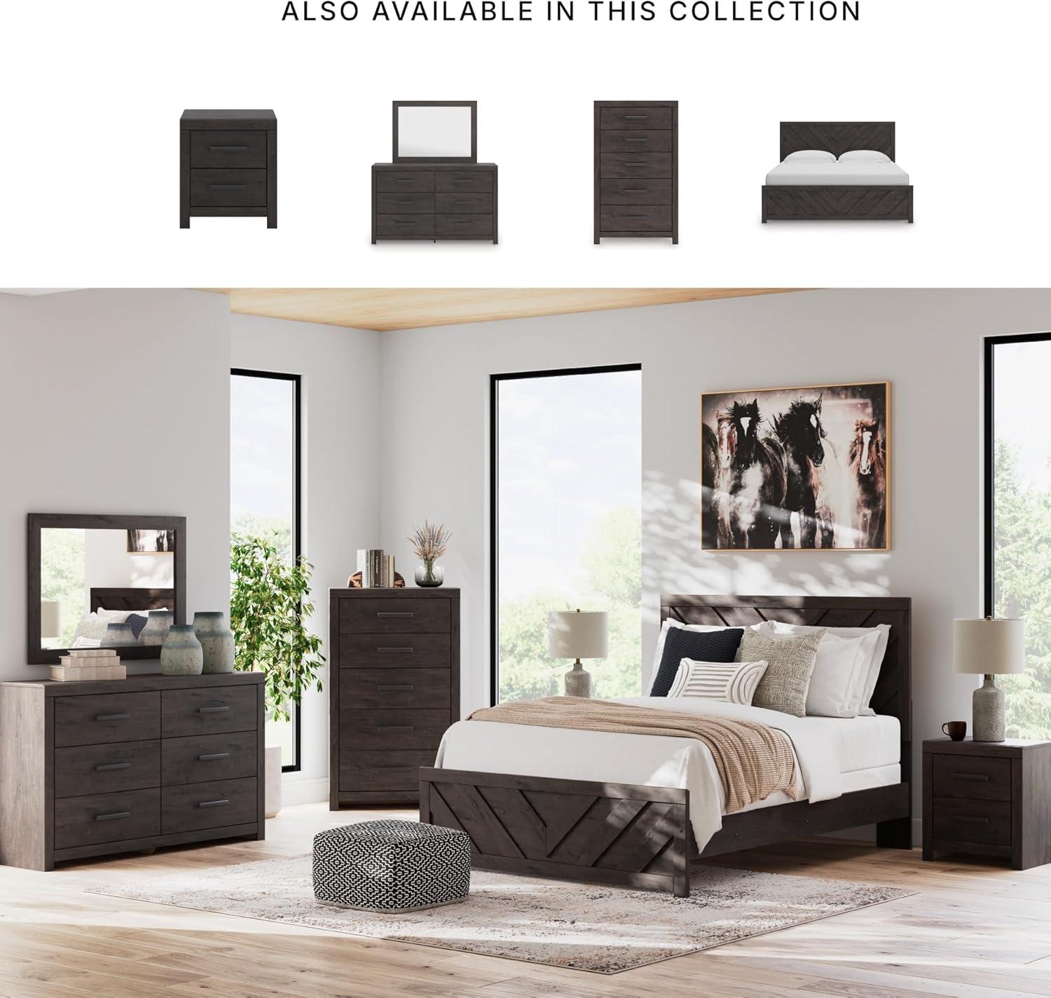 imageSignature Design by Ashley Arlendyne Traditional 5 Drawer Chest with Feltlined Top Drawer for Bedroom WhiteCharcoal