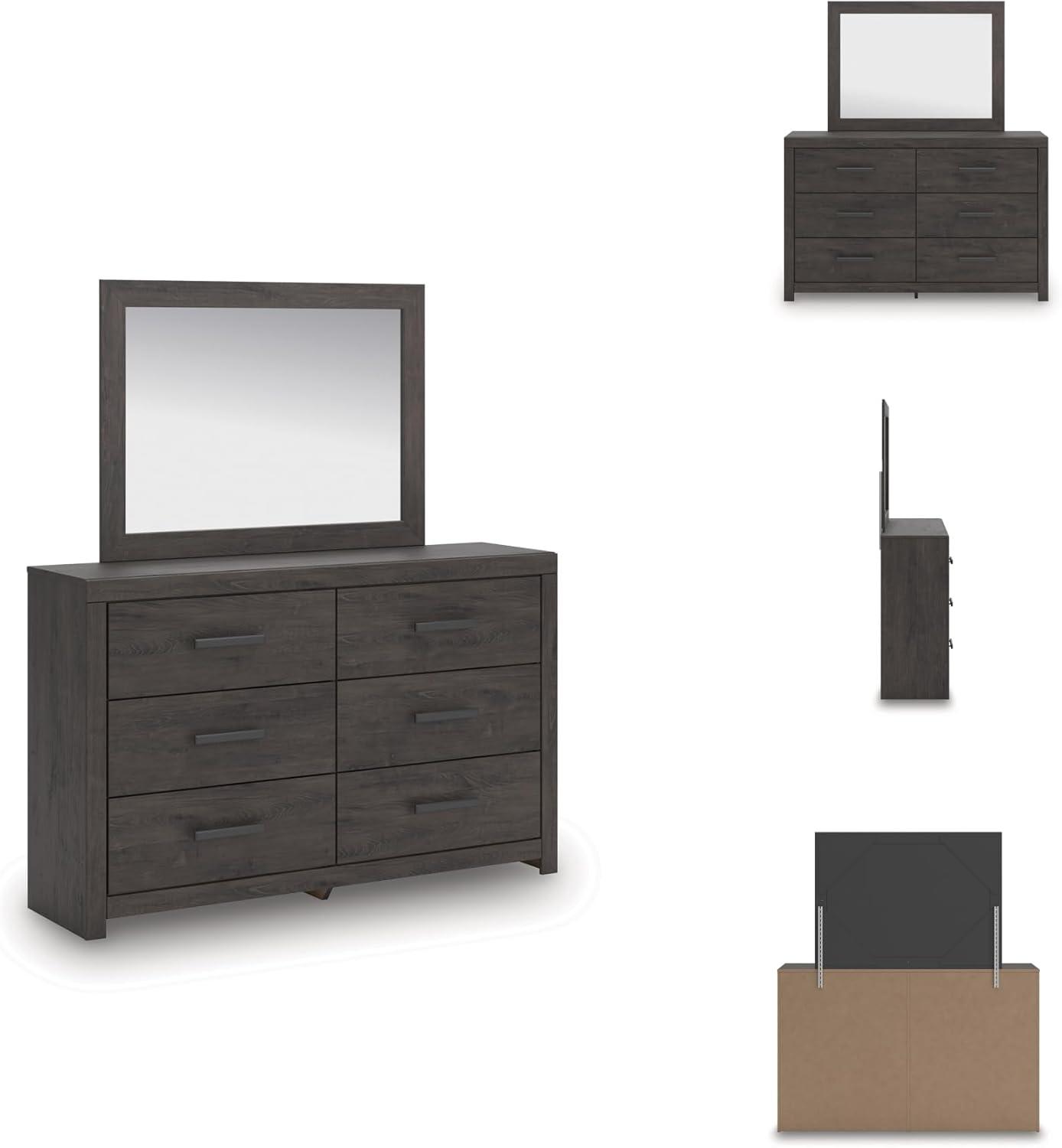 imageSignature Design by Ashley Arlendyne Traditional 5 Drawer Chest with Feltlined Top Drawer for Bedroom WhiteCharcoal