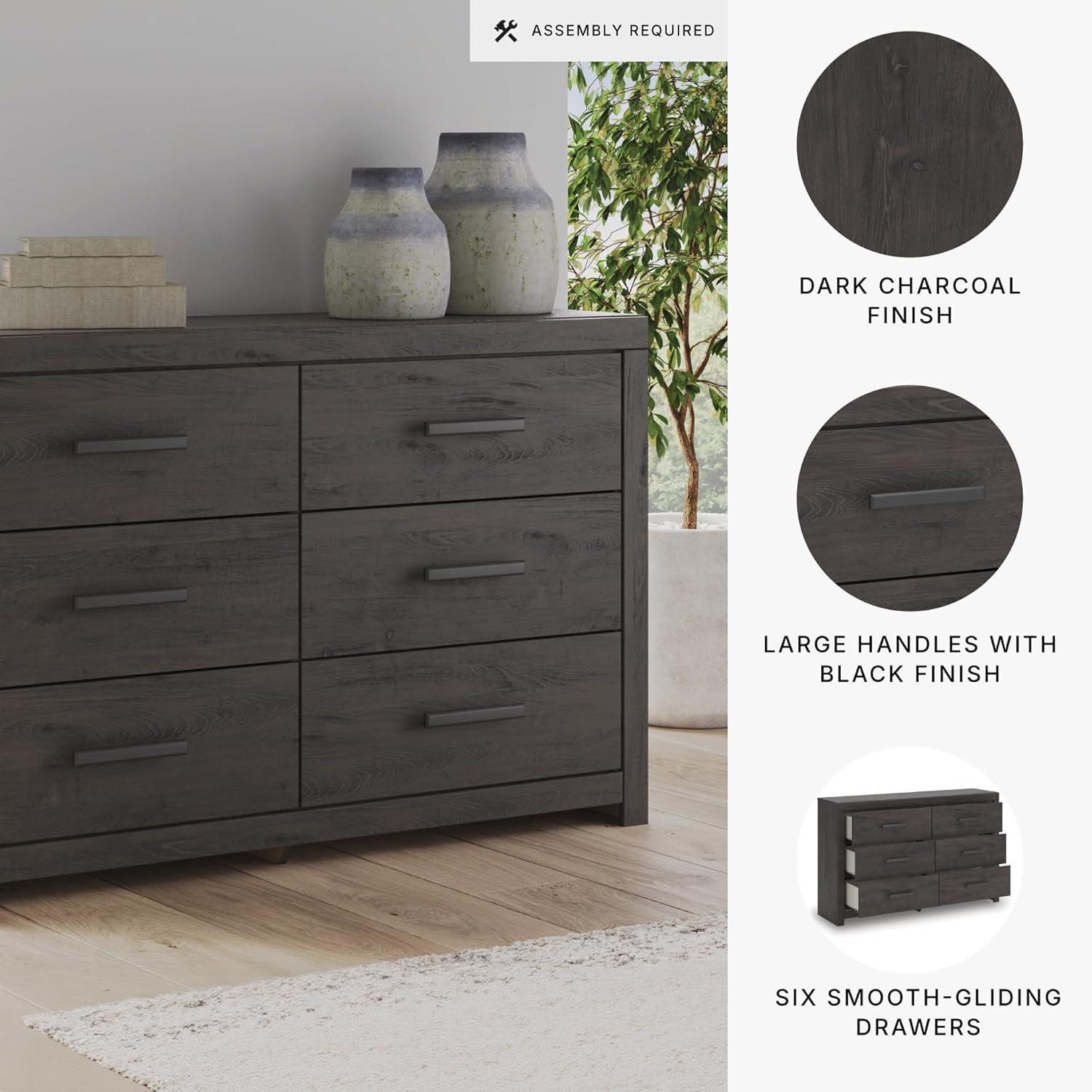 imageSignature Design by Ashley Arlendyne Traditional 5 Drawer Chest with Feltlined Top Drawer for Bedroom WhiteCharcoal