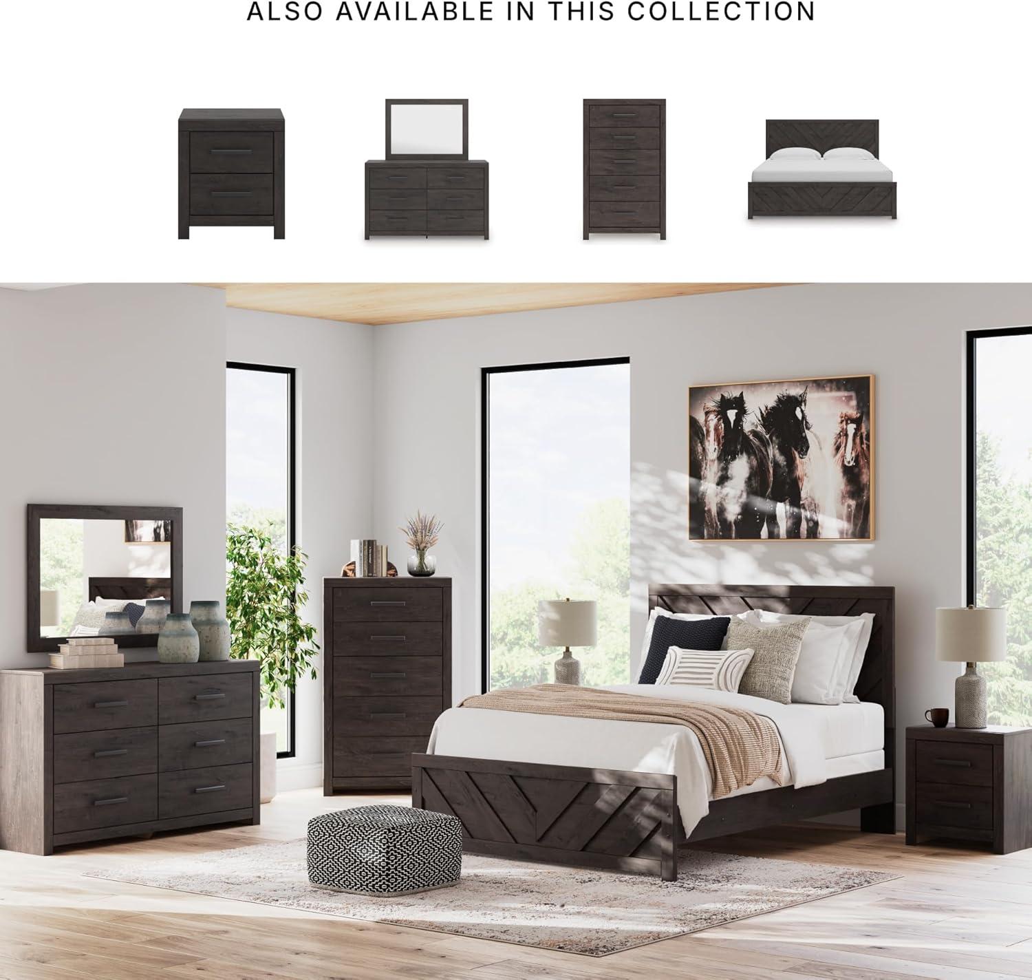 imageSignature Design by Ashley Arlendyne Traditional 5 Drawer Chest with Feltlined Top Drawer for Bedroom WhiteCharcoal