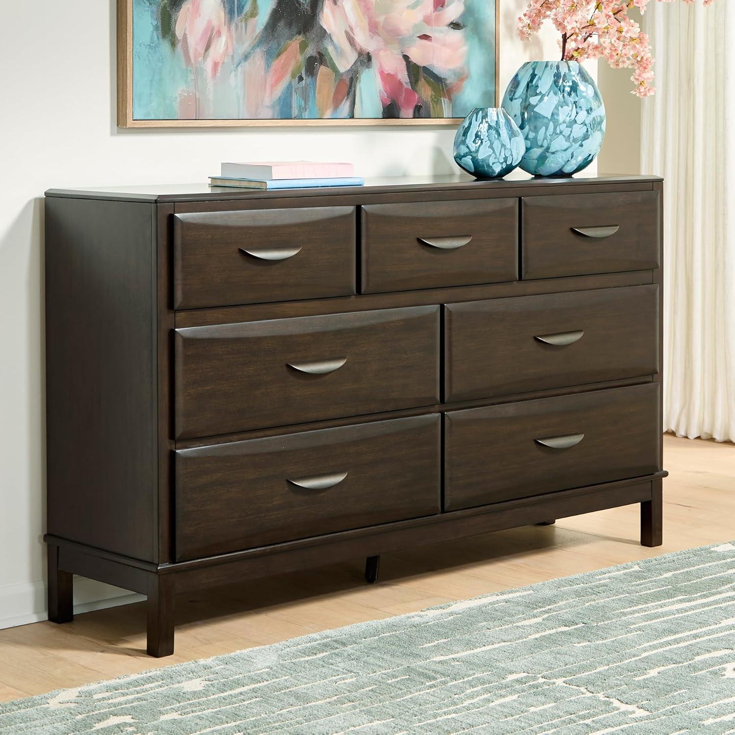 imageSignature Design by Ashley Arlendyne Traditional 5 Drawer Chest with Feltlined Top Drawer for Bedroom WhiteDark Brown