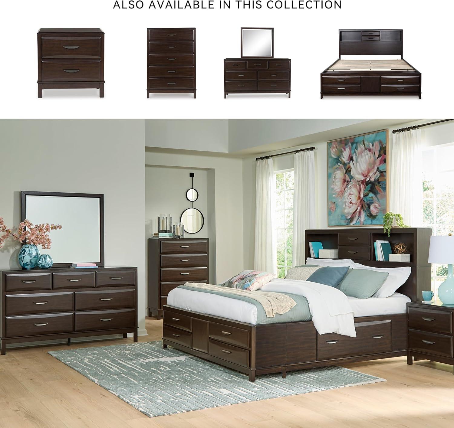 imageSignature Design by Ashley Arlendyne Traditional 5 Drawer Chest with Feltlined Top Drawer for Bedroom WhiteDark Brown