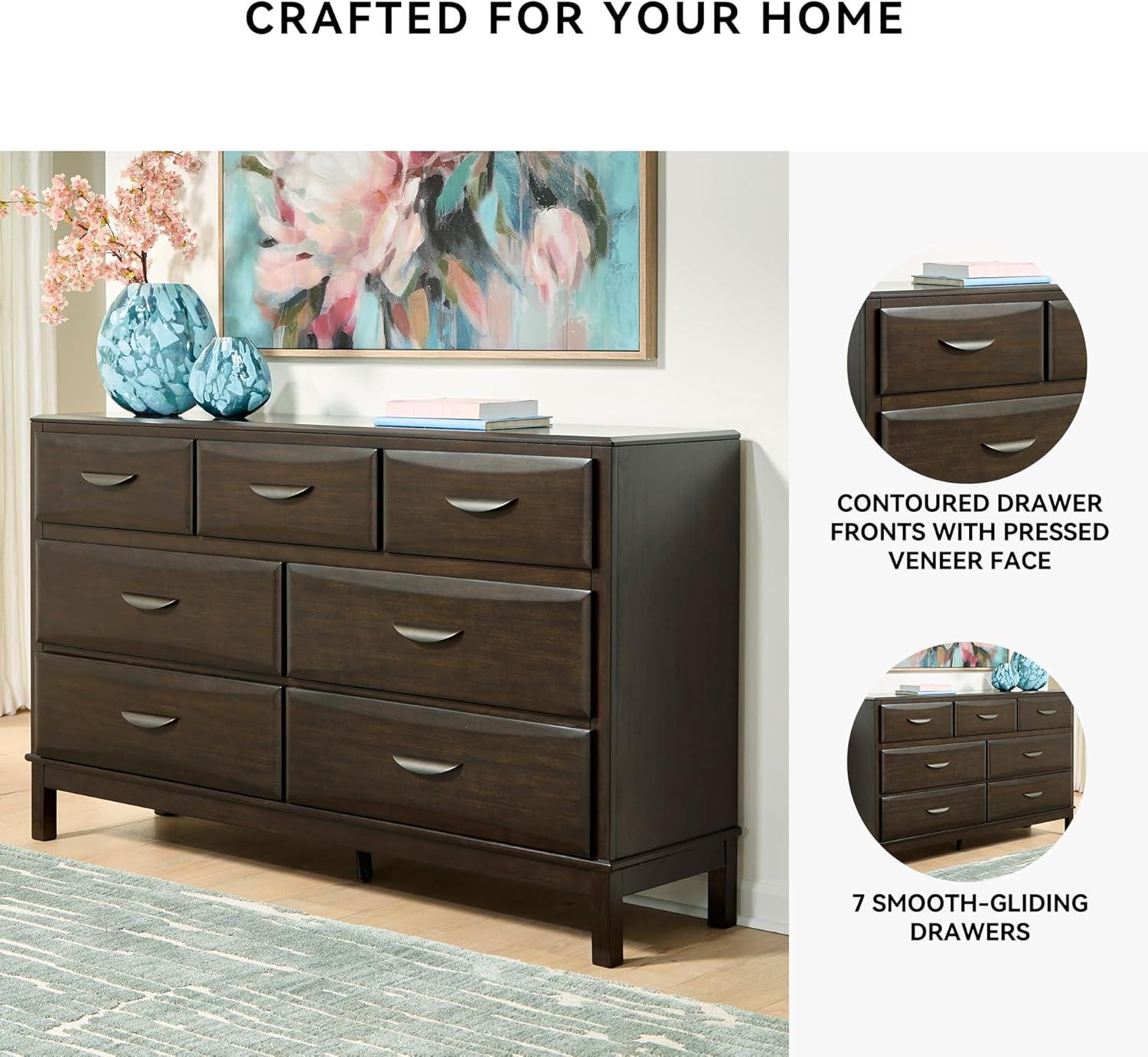 imageSignature Design by Ashley Arlendyne Traditional 5 Drawer Chest with Feltlined Top Drawer for Bedroom WhiteDark Brown
