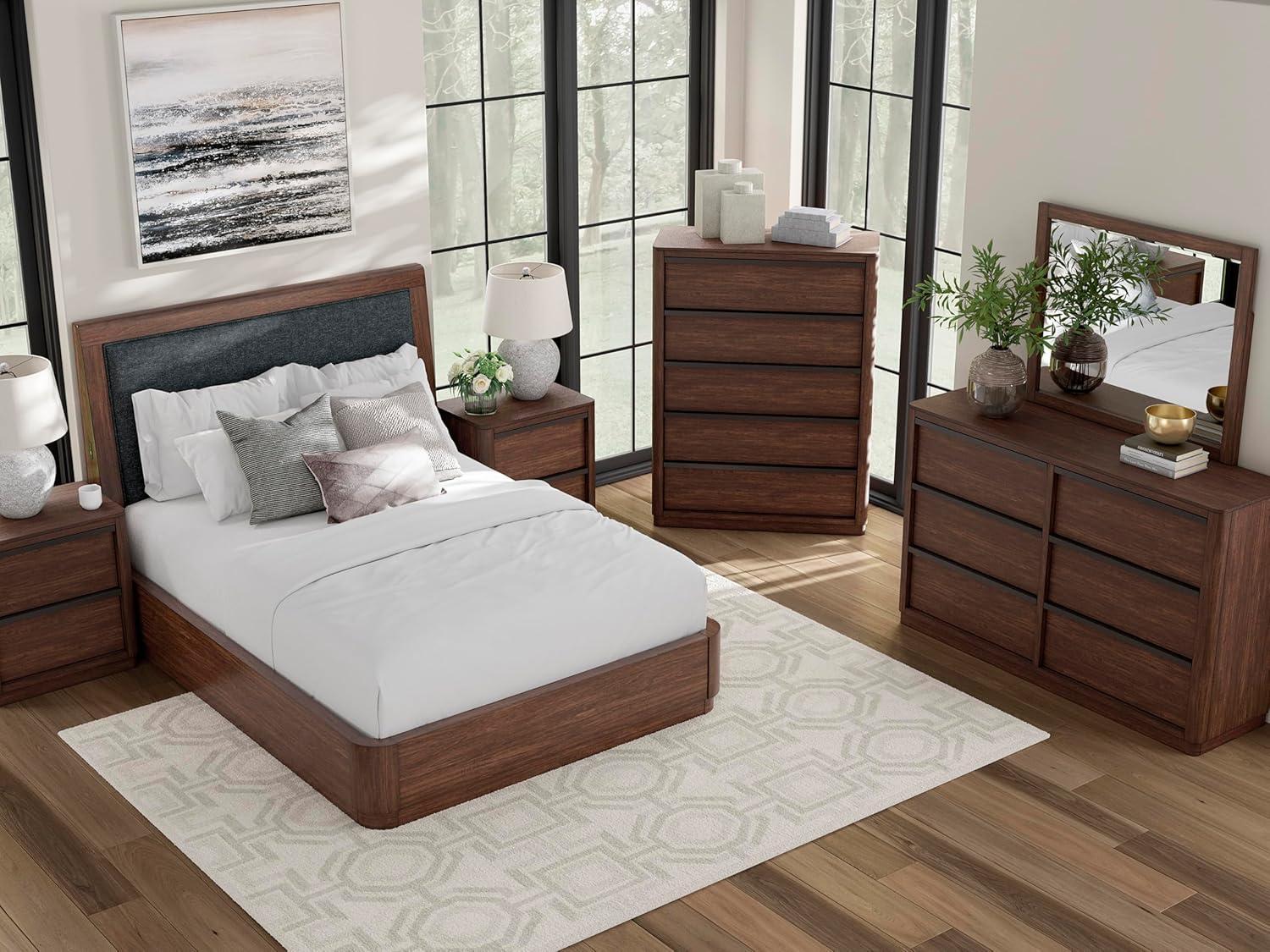 imageSignature Design by Ashley Arlendyne Traditional 5 Drawer Chest with Feltlined Top Drawer for Bedroom WhiteDark Brown