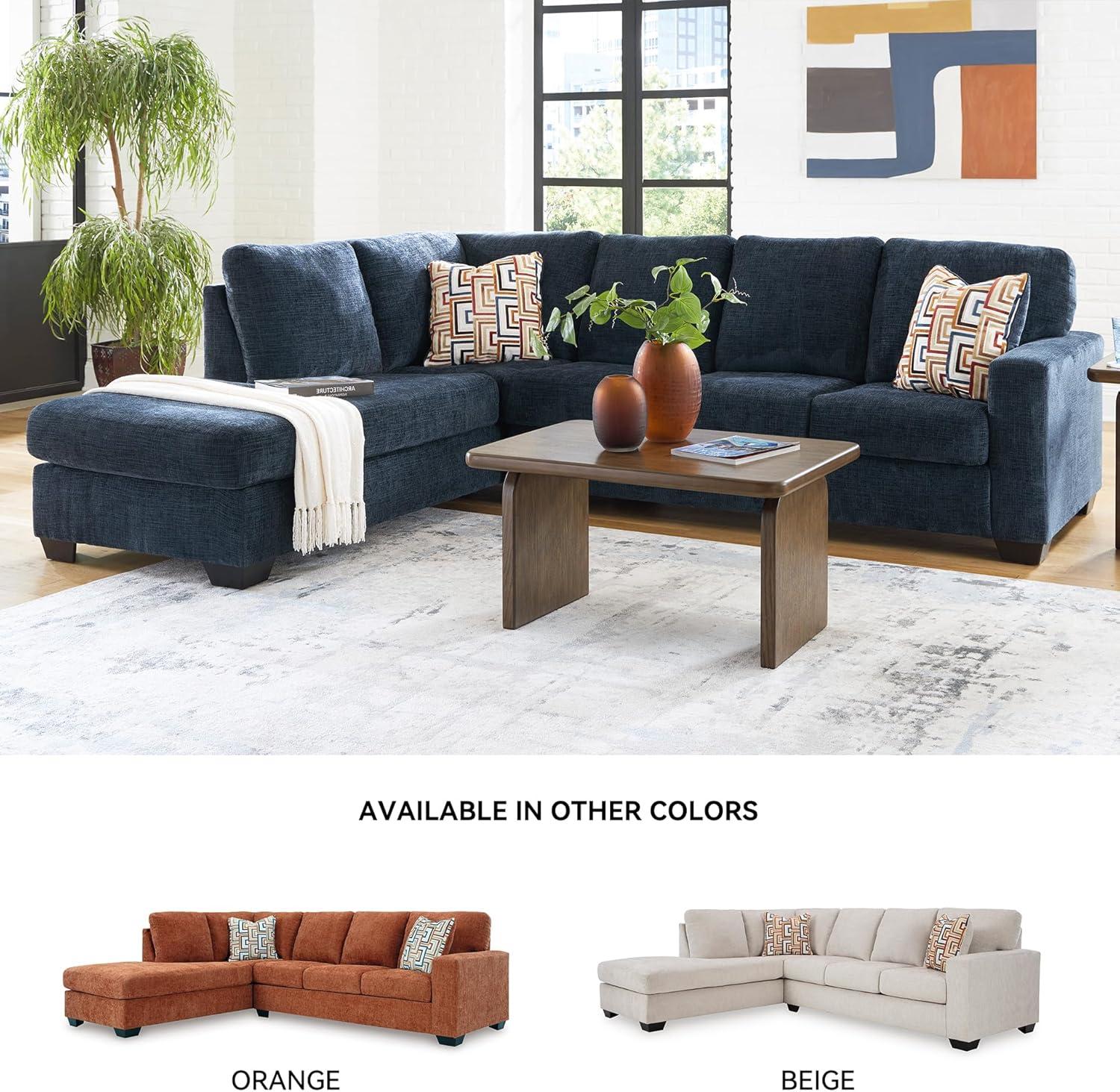 imageSignature Design by Ashley Aviemore Casual LShaped 2Piece Sectional with Chaise for Living Room BlueBlue