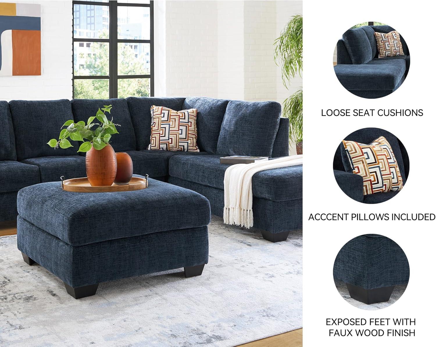 imageSignature Design by Ashley Aviemore Casual LShaped 2Piece Sectional with Chaise for Living Room BlueBlue