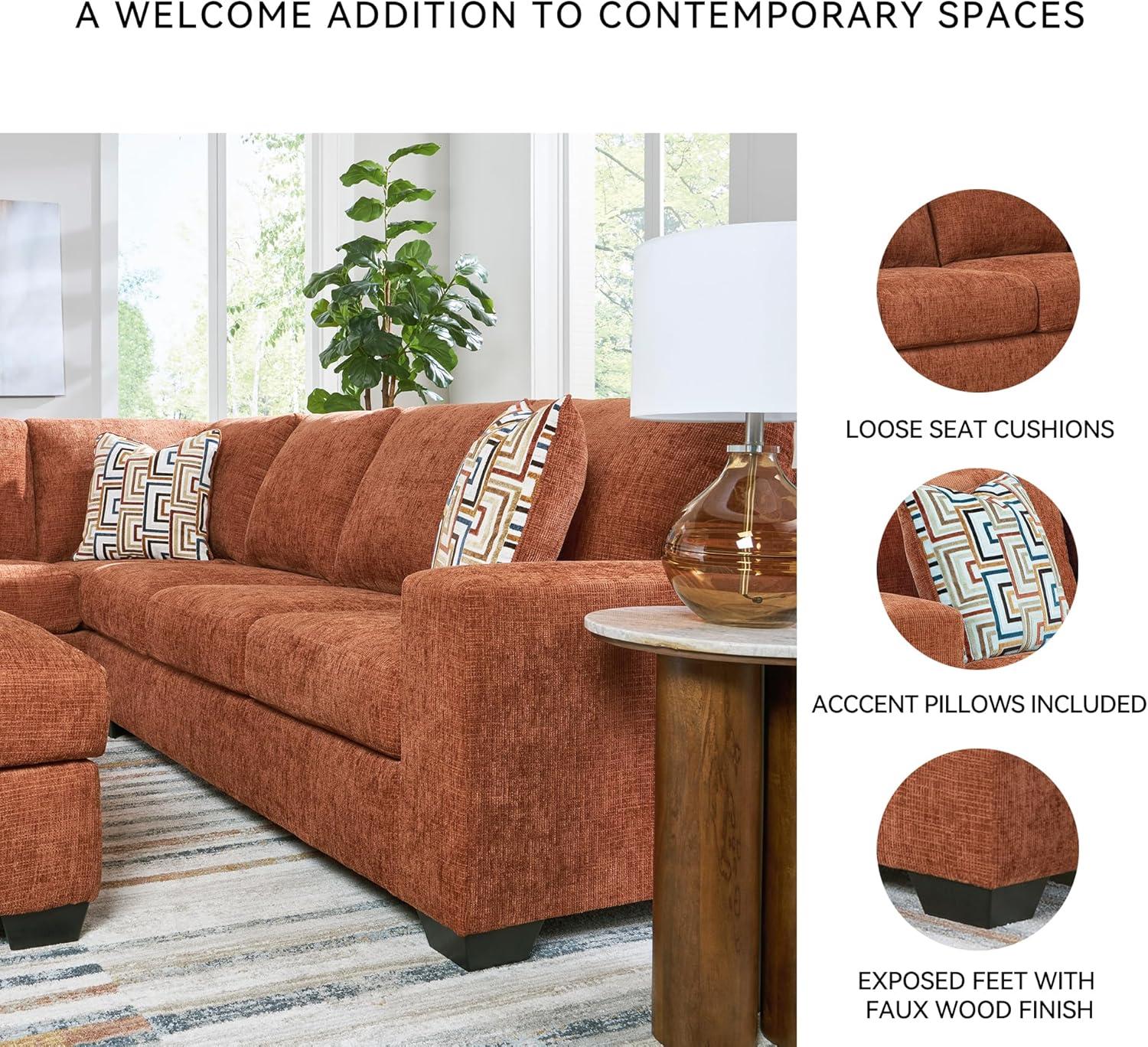 imageSignature Design by Ashley Aviemore Casual LShaped 2Piece Sectional with Chaise for Living Room BlueOrange