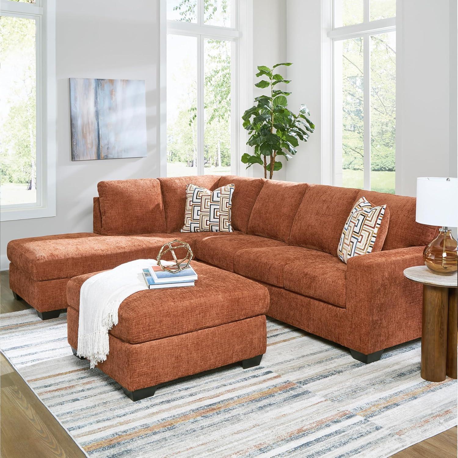 imageSignature Design by Ashley Aviemore Casual LShaped 2Piece Sectional with Chaise for Living Room BlueOrange