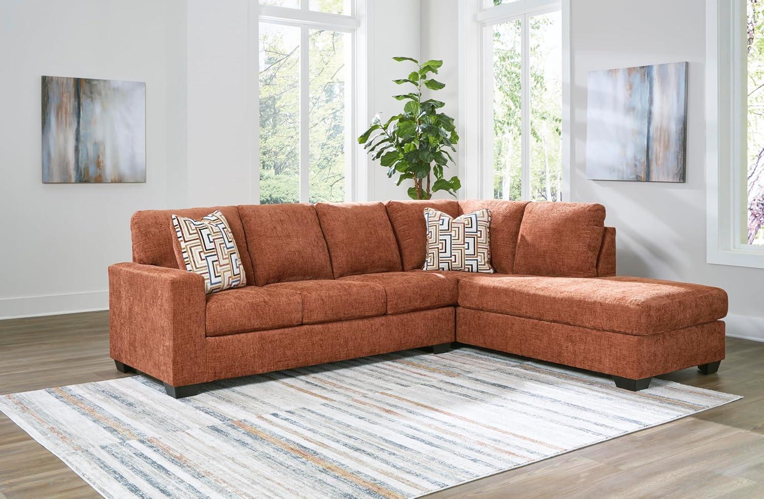 imageSignature Design by Ashley Aviemore Casual LShaped 2Piece Sectional with Chaise for Living Room BlueOrange