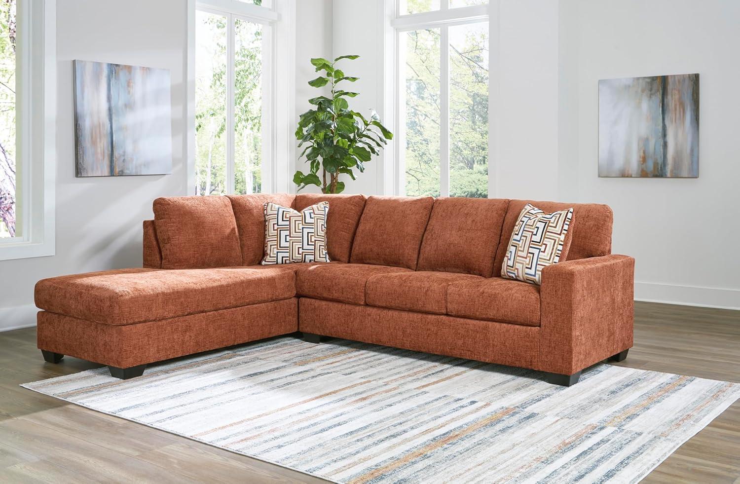 imageSignature Design by Ashley Aviemore Casual LShaped 2Piece Sectional with Chaise for Living Room BlueOrange
