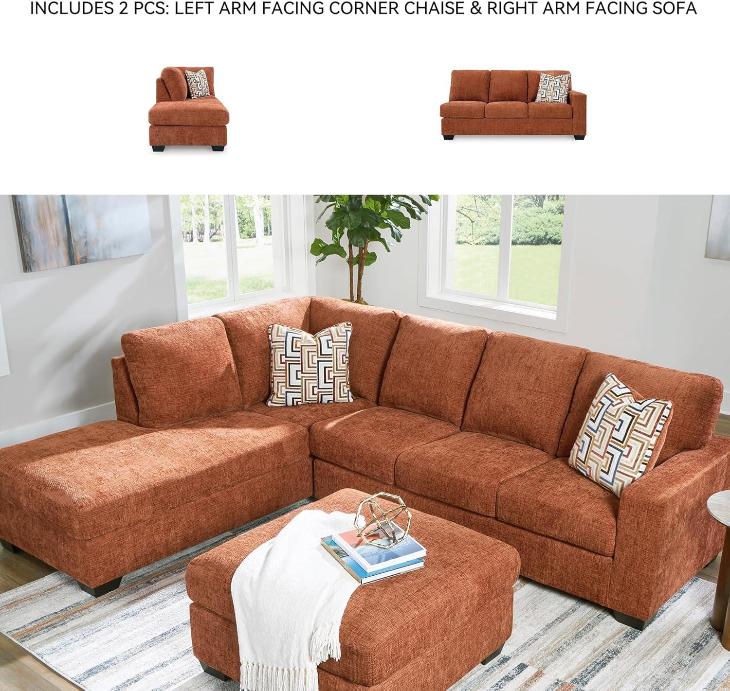 imageSignature Design by Ashley Aviemore Casual LShaped 2Piece Sectional with Chaise for Living Room BlueOrange