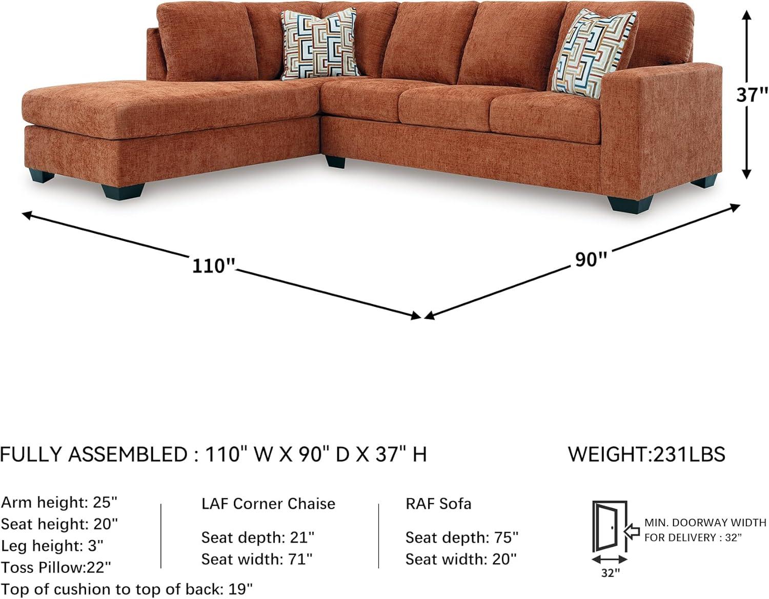 imageSignature Design by Ashley Aviemore Casual LShaped 2Piece Sectional with Chaise for Living Room BlueOrange
