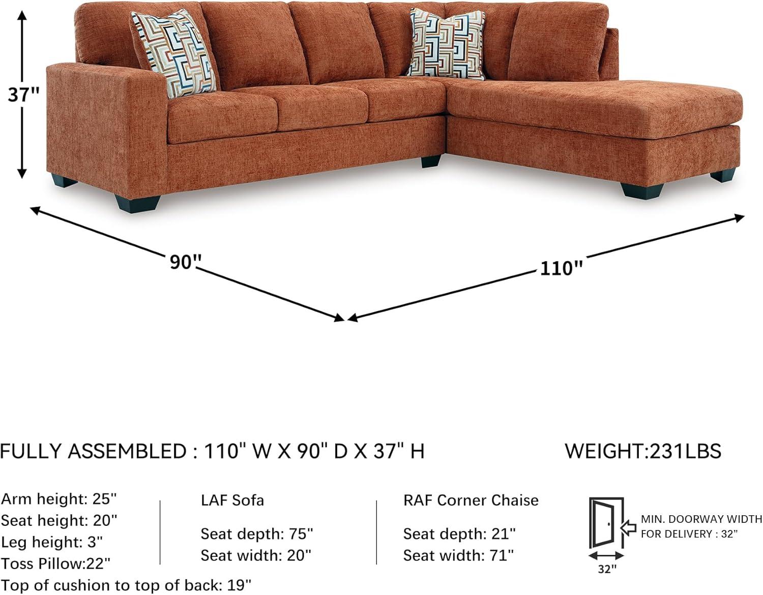 imageSignature Design by Ashley Aviemore Casual LShaped 2Piece Sectional with Chaise for Living Room BlueOrange