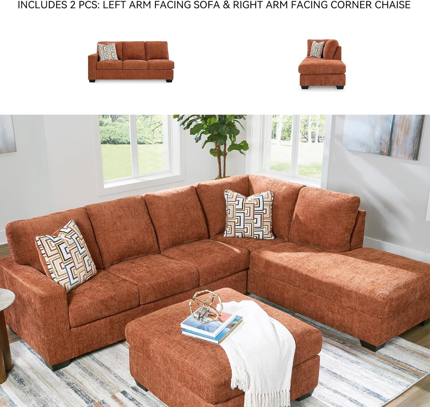 imageSignature Design by Ashley Aviemore Casual LShaped 2Piece Sectional with Chaise for Living Room BlueOrange